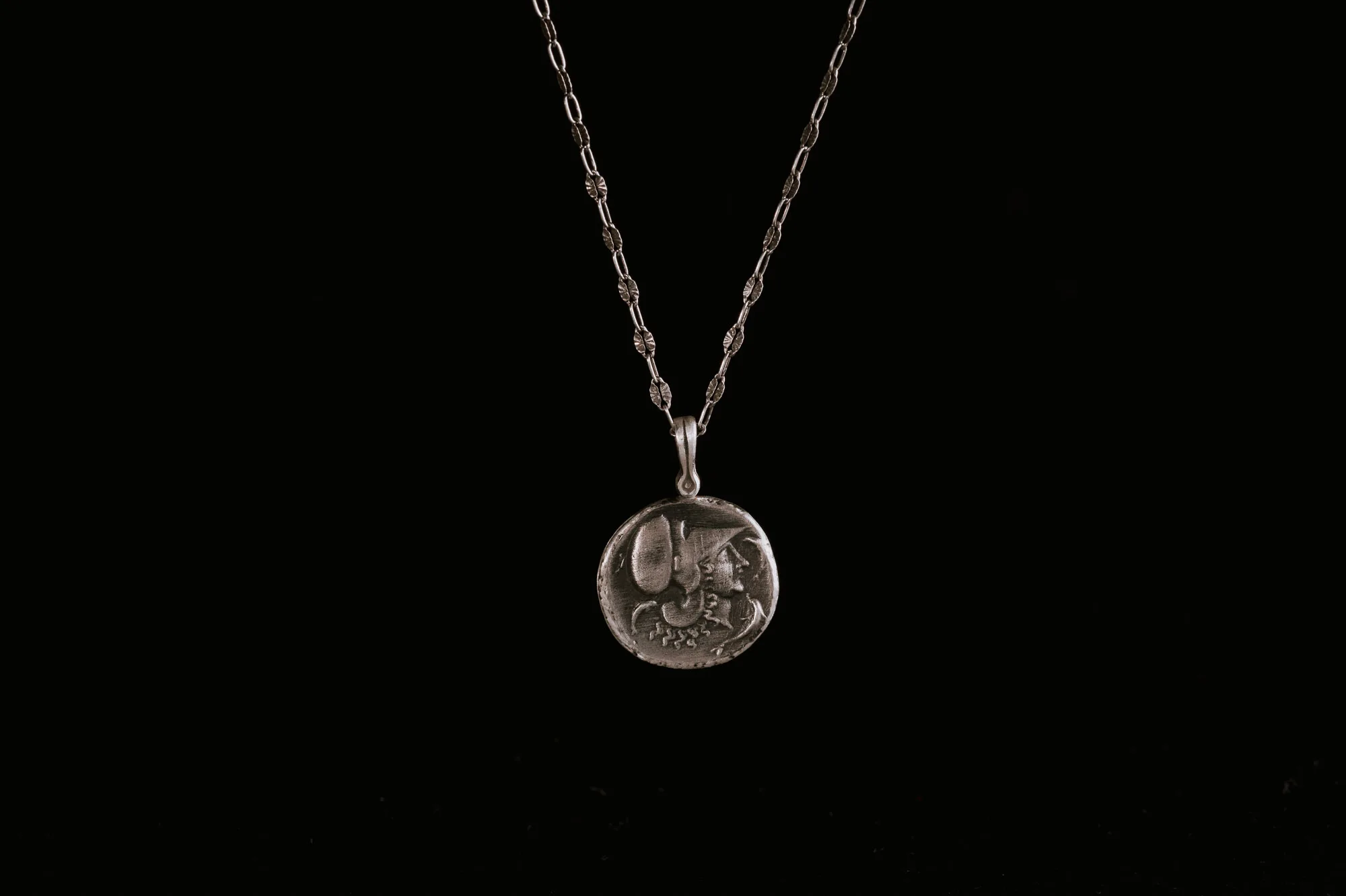 Goddess Athena and Pegasus Sterling Silver Pendant - Image 5