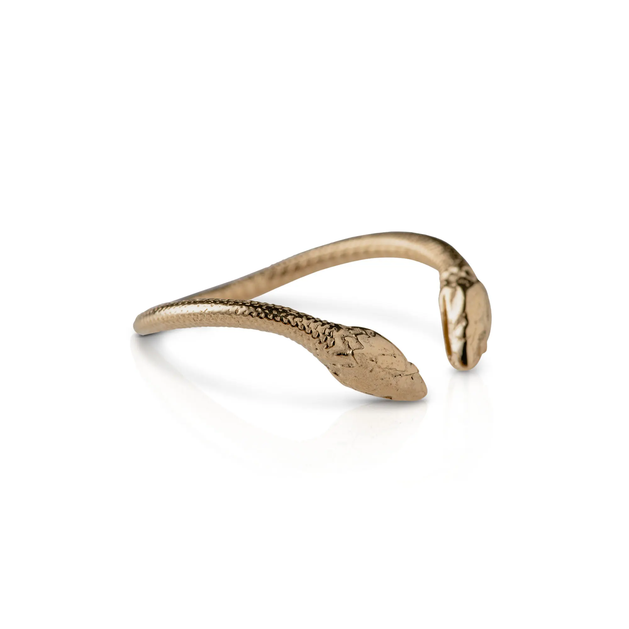 Double Snake 14K Gold Ring With Diamonds - Image 5
