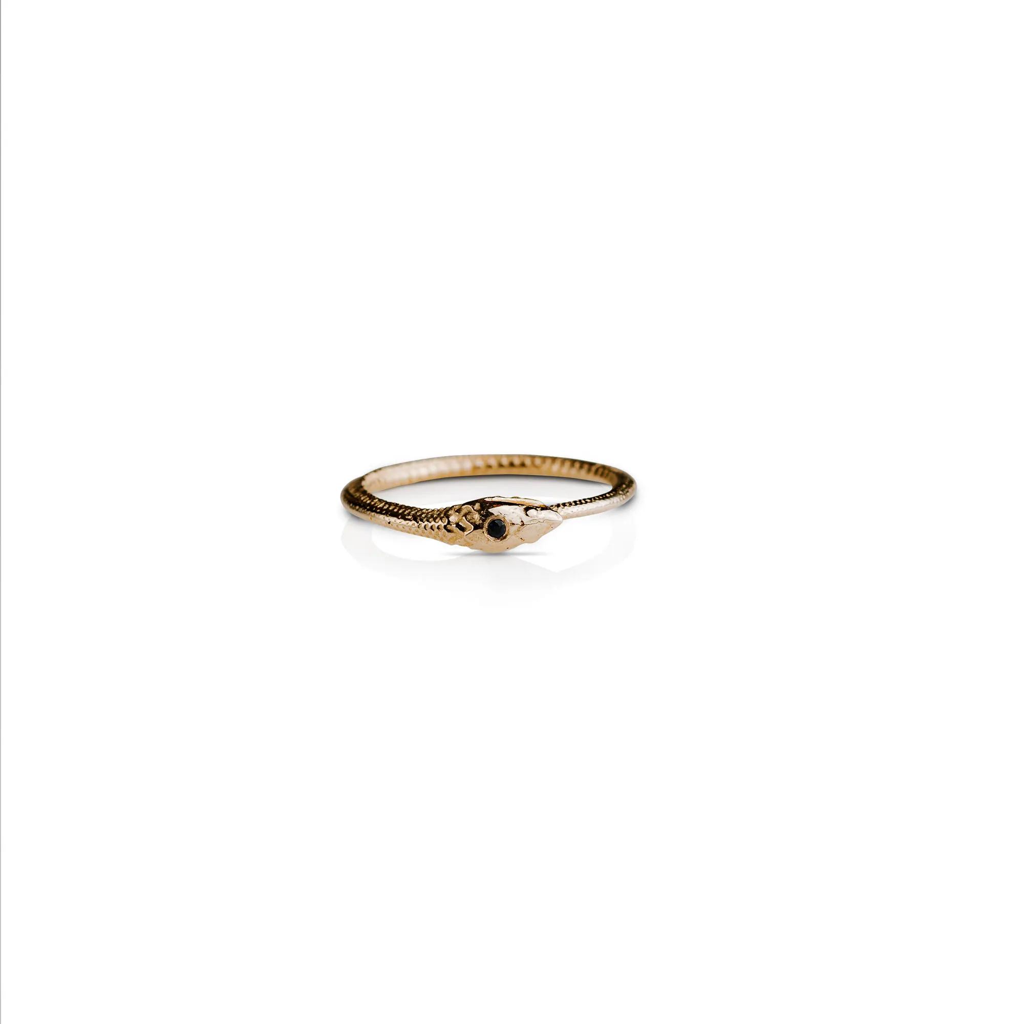 Ouroboros with Gem Option 14K Gold Ring - Image 5