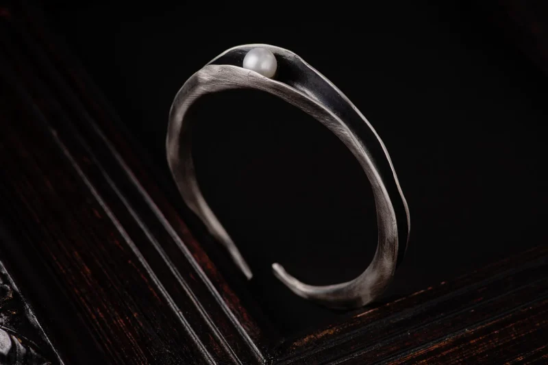 Pearl Cuff Sterling Silver Bracelet - Image 4