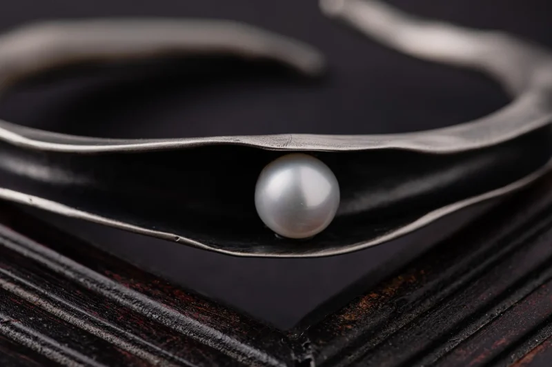 Pearl Cuff Sterling Silver Bracelet - Image 5
