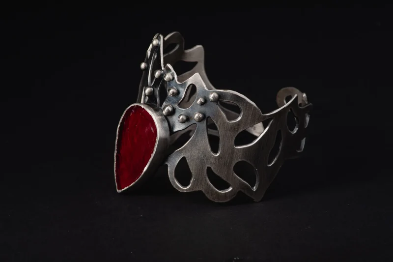 Ruby Cuff Sterling Silver Bracelet - Image 3