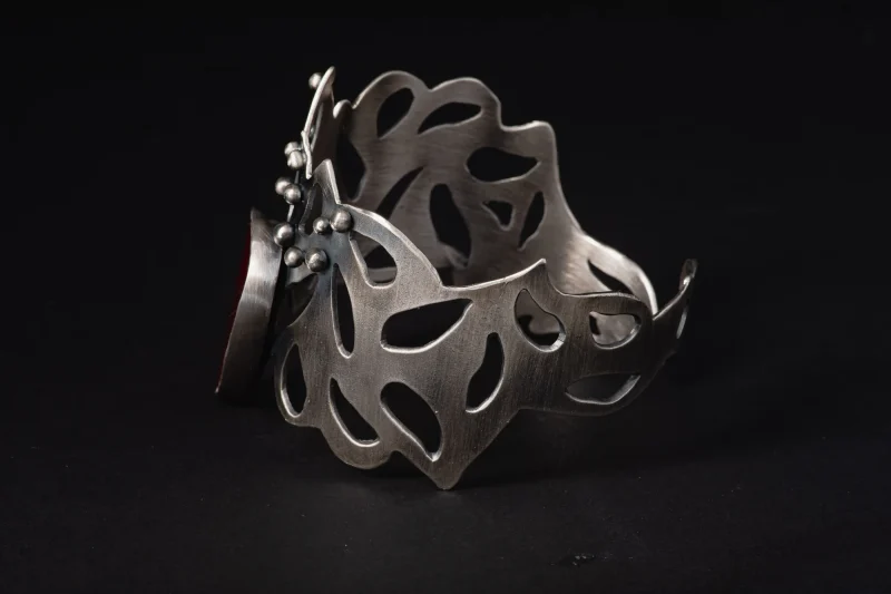 Ruby Cuff Sterling Silver Bracelet - Image 6