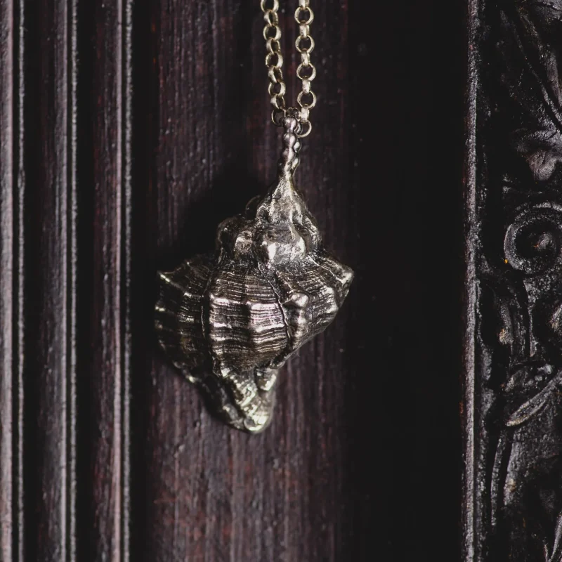 An image of a Seashell Sterling Silver Pendant, handcrafted in Greece by Marren Jewelry.