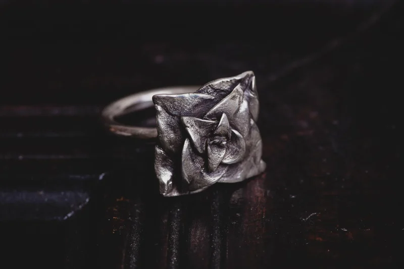 An image of a Succulent Flower Sterling Silver Ring, handcrafted in Greece by Marren Jewelry studio.