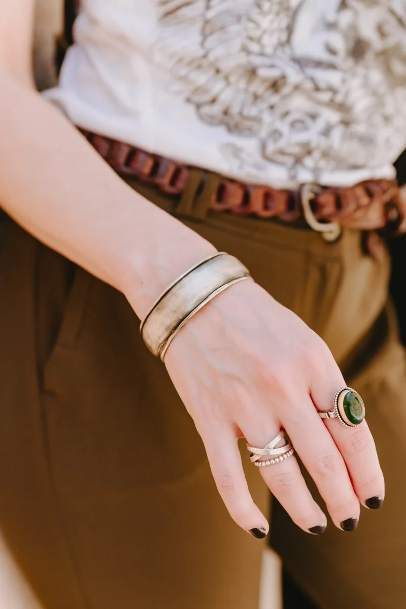 Wide Cuff Sterling Silver Bracelet - Image 8