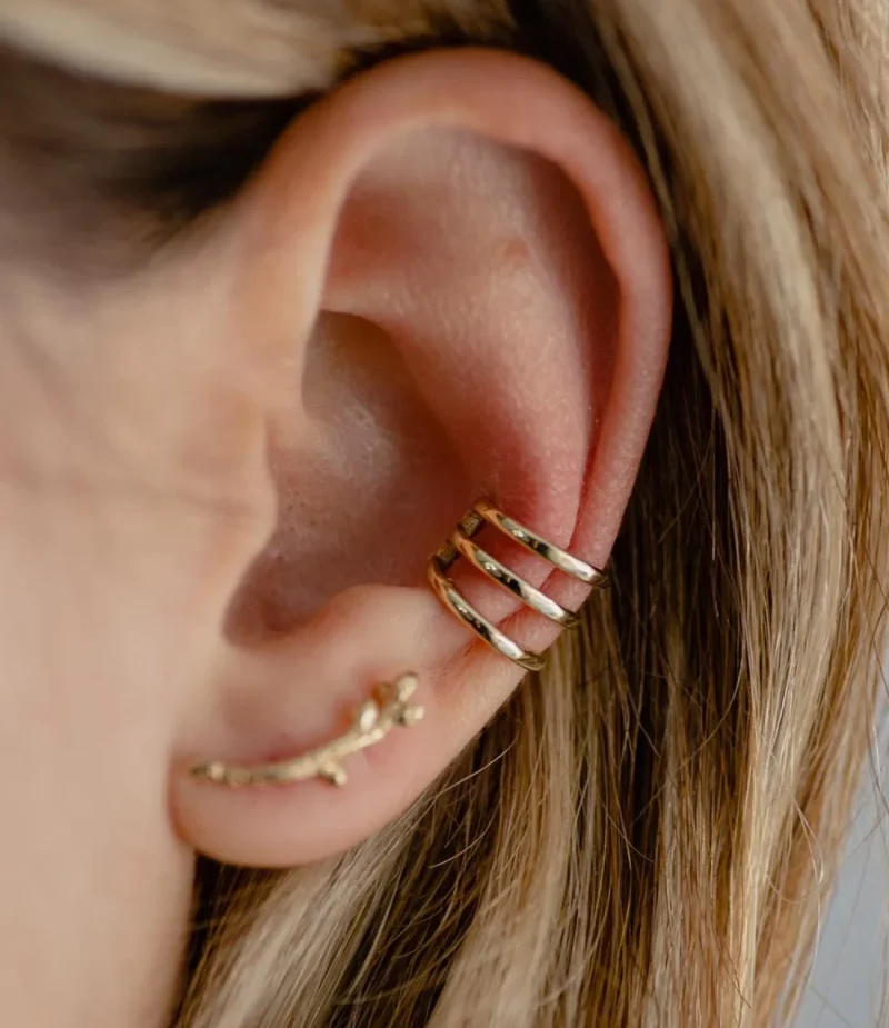 A photo of a 14K Gold Ear Cuff, handcrafted by Marren Jewelry in Greece