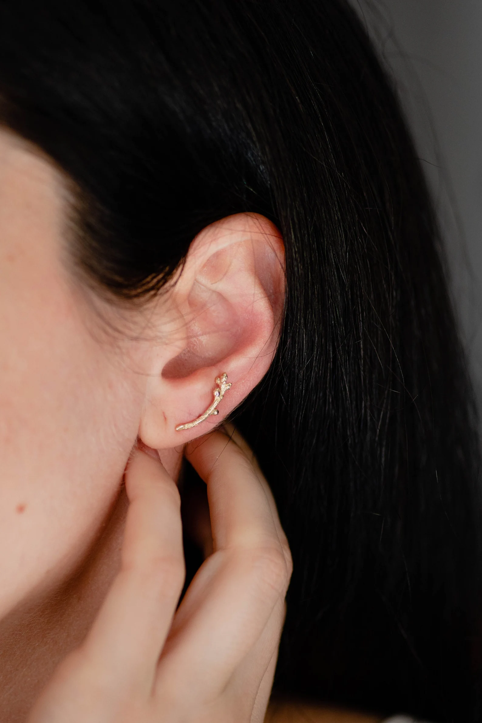 14K Gold Twig Ear Climber - Image 2