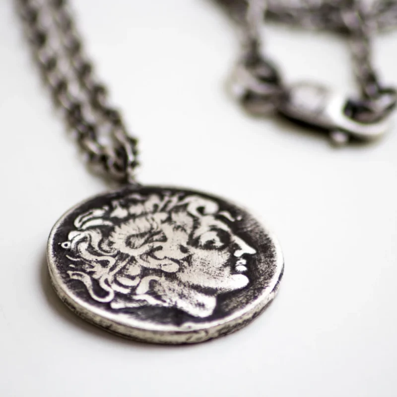 An image of an Alexander The Great Sterling Silver Pendant, handcrafted in Greece by Marren Jewelry