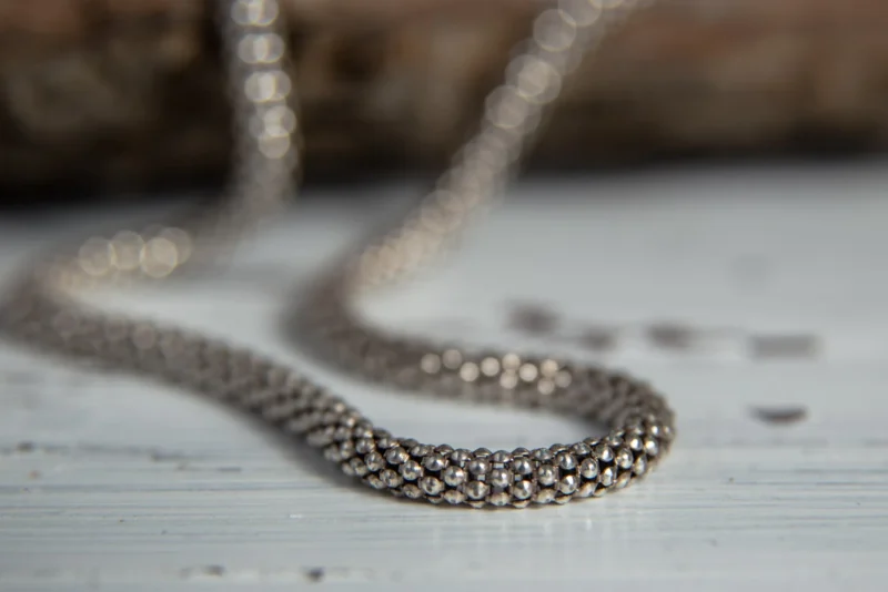 An image of a Sterling Silver Mesh Chain, handcrafted by Marren Jewelry studio in Greece