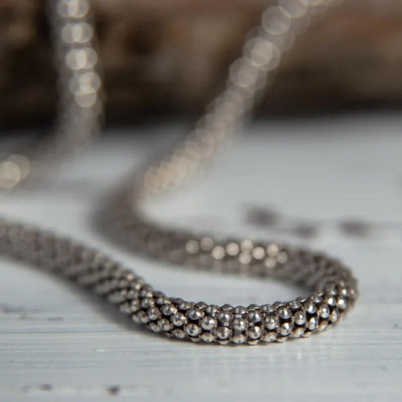 An image of a Sterling Silver Mesh Chain, handcrafted by Marren Jewelry studio in Greece