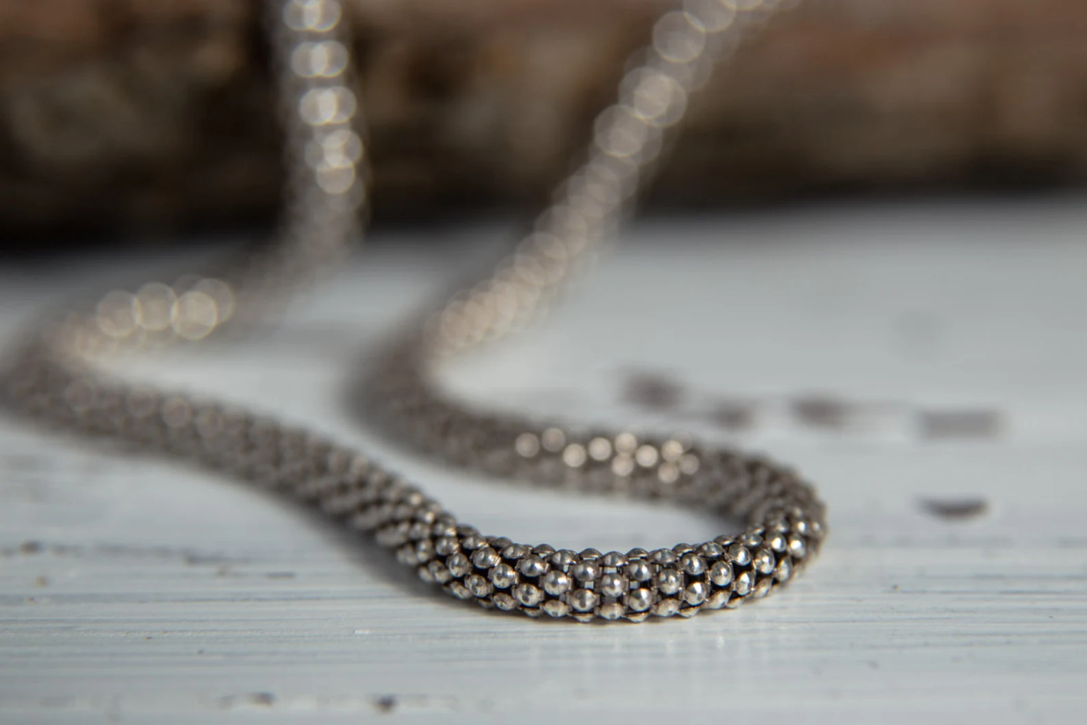 An image of a Sterling Silver Mesh Chain, handcrafted by Marren Jewelry studio in Greece