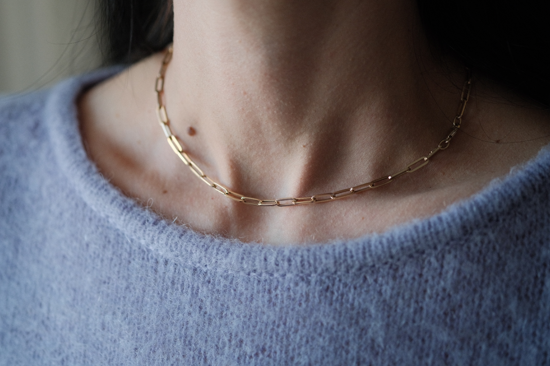 14K Gold Paperclip Chain Necklace - Image 2