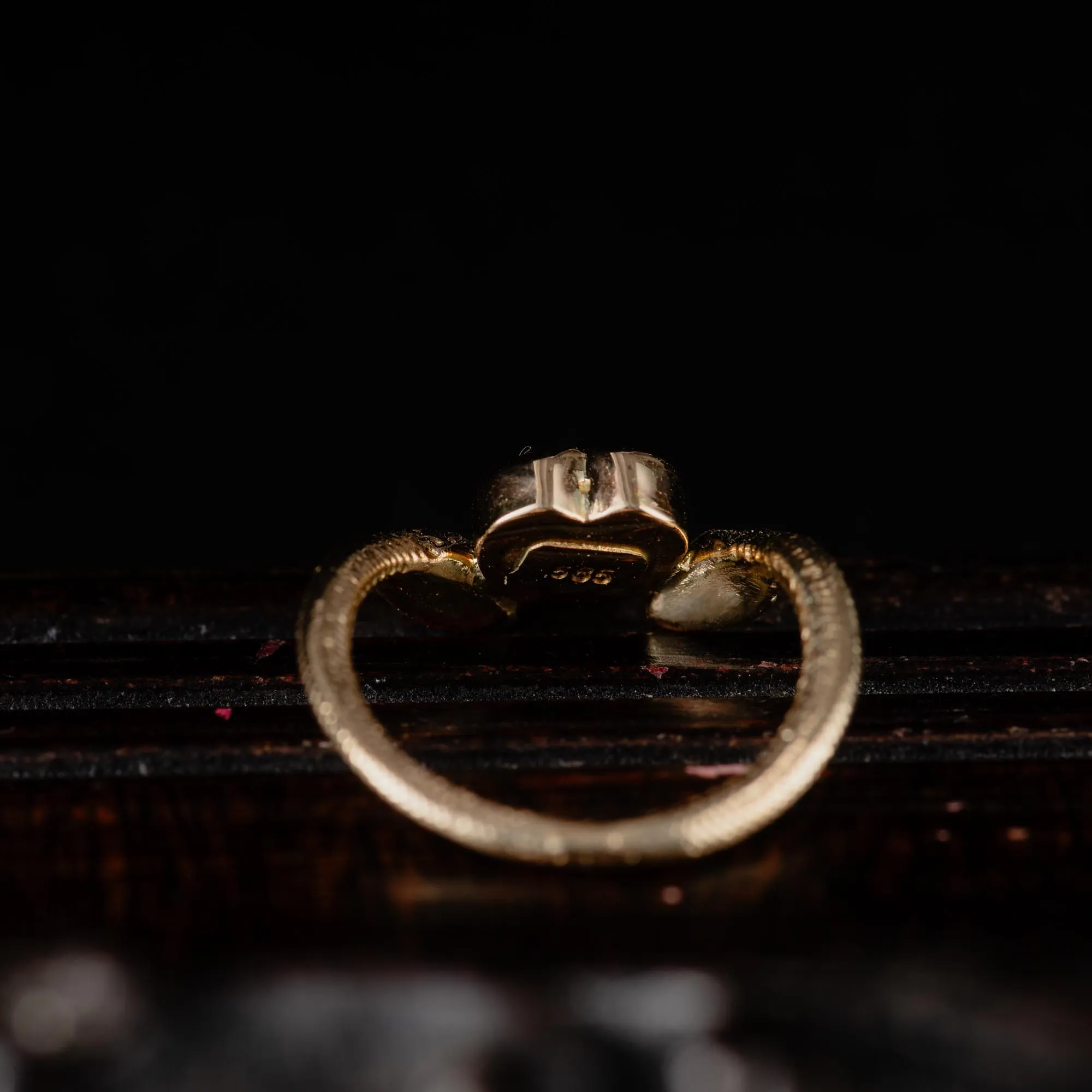 14k Gold Blue Topaz Heart Snake Ring - Image 3