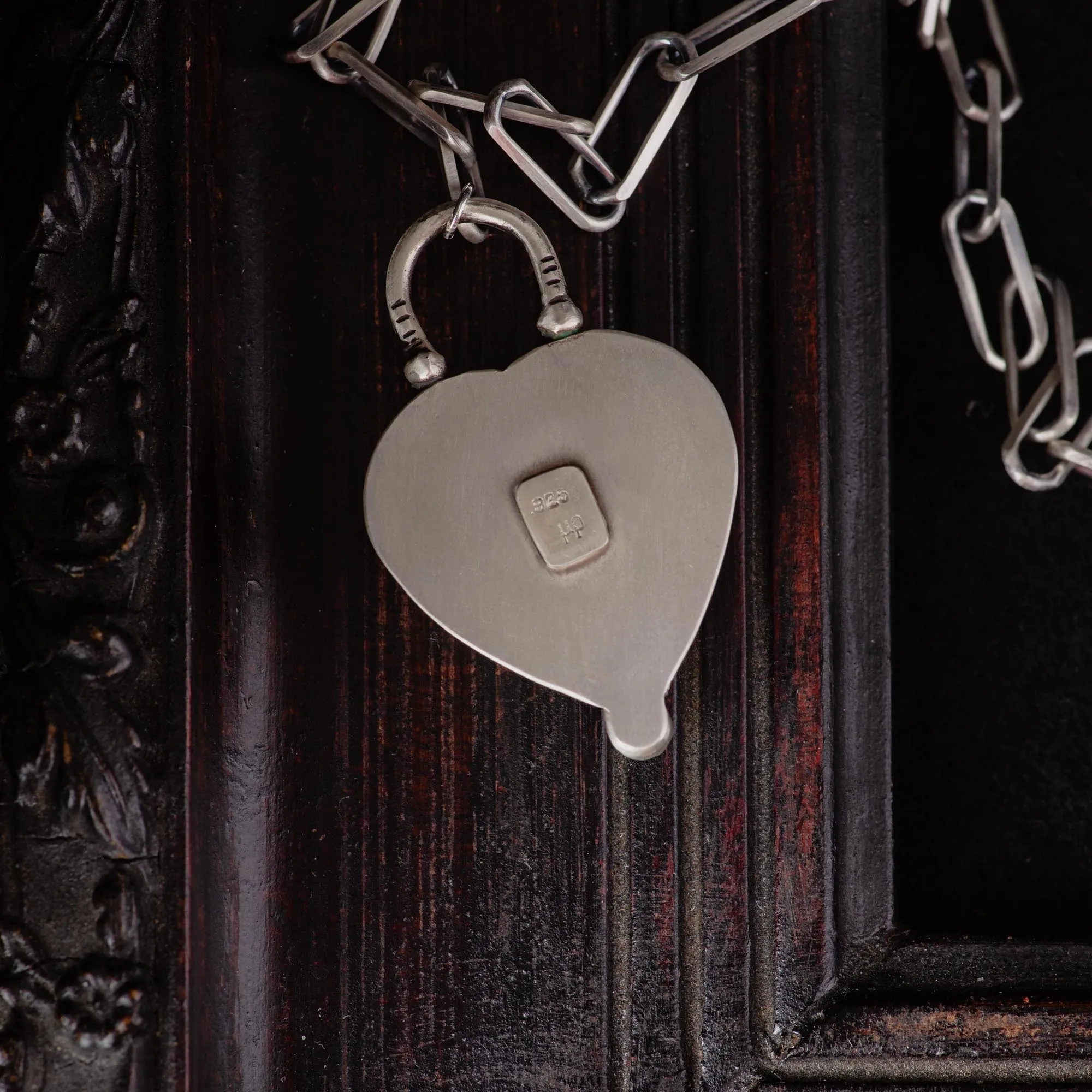 Amber Heart Sterling Silver Necklace with Peridot - Image 5