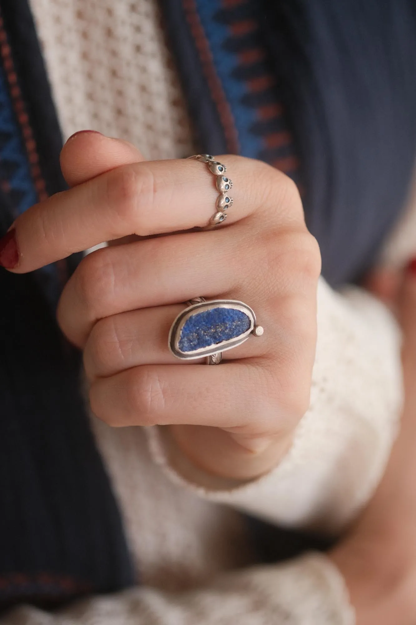Raw Azurite Sterling Silver Ring - Image 6