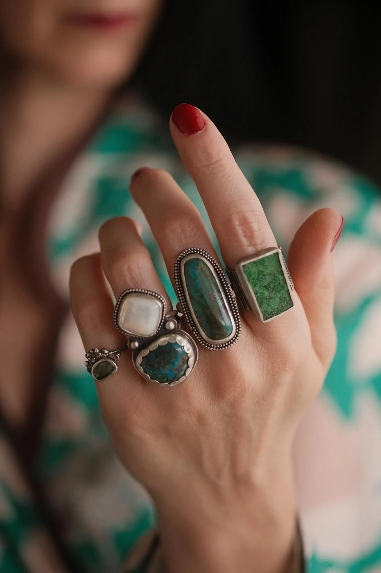 Raw Uvarovite Sterling Silver Ring - Image 2