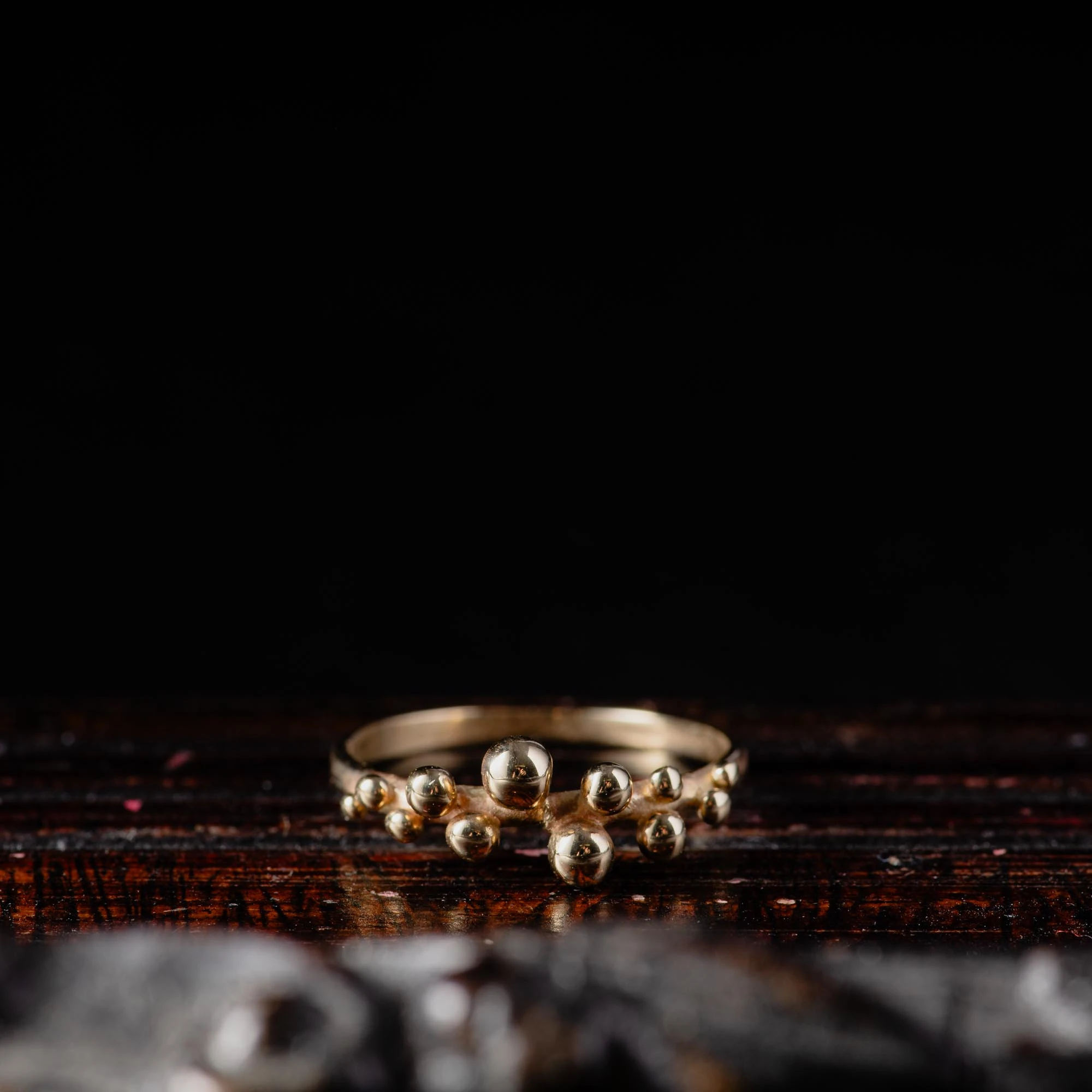 14K Solid Gold Bubble Ring - Image 2