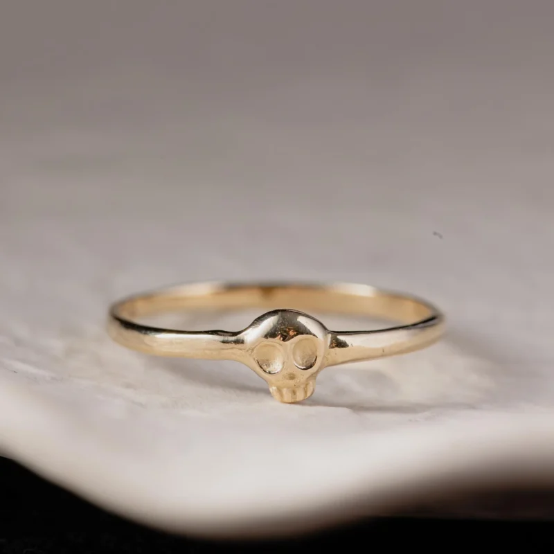 14K Gold Tiny Skull Ring