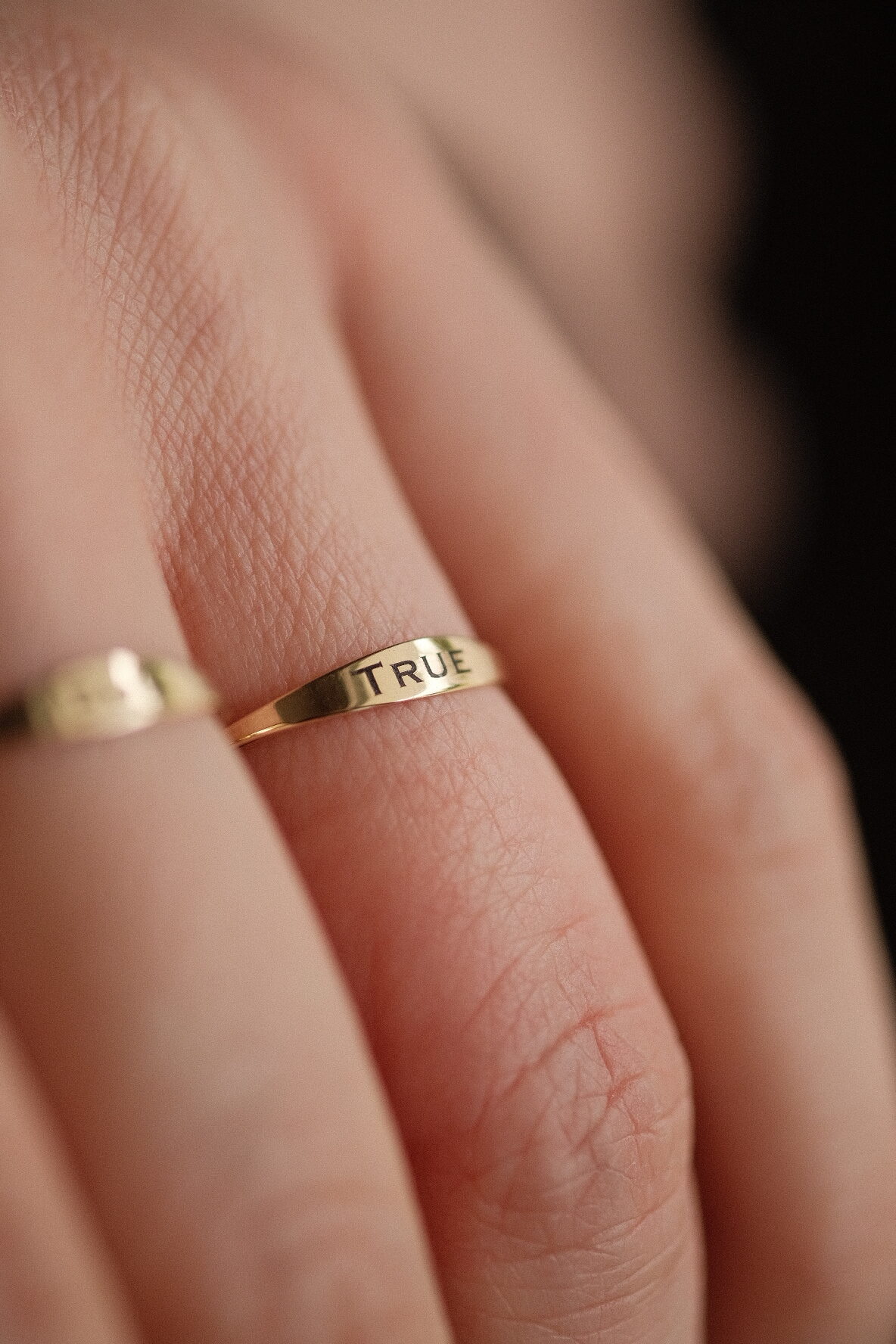 14K Gold Personalised Word Signet Ring - Image 6