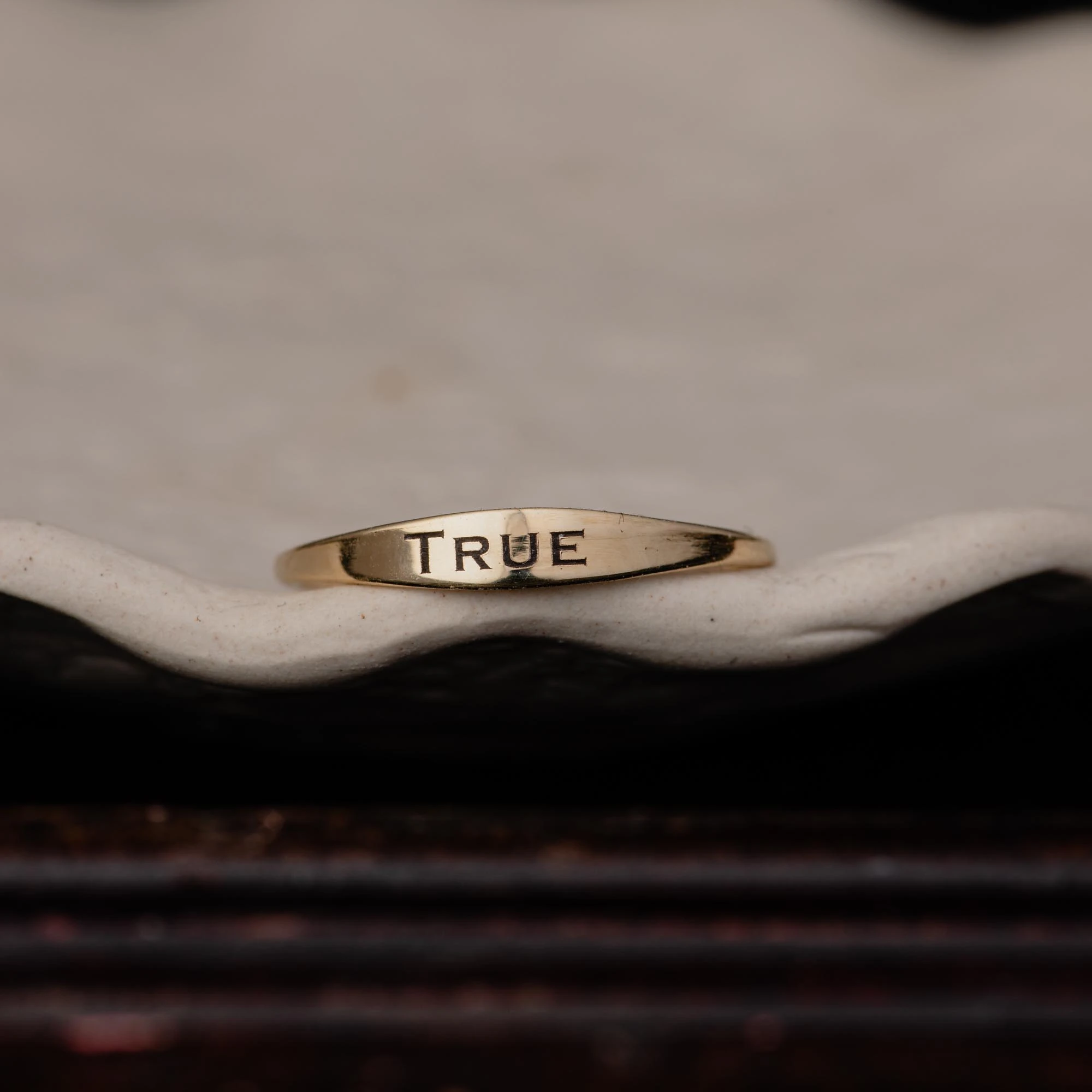 14K Gold Personalised Word Signet Ring - Image 7