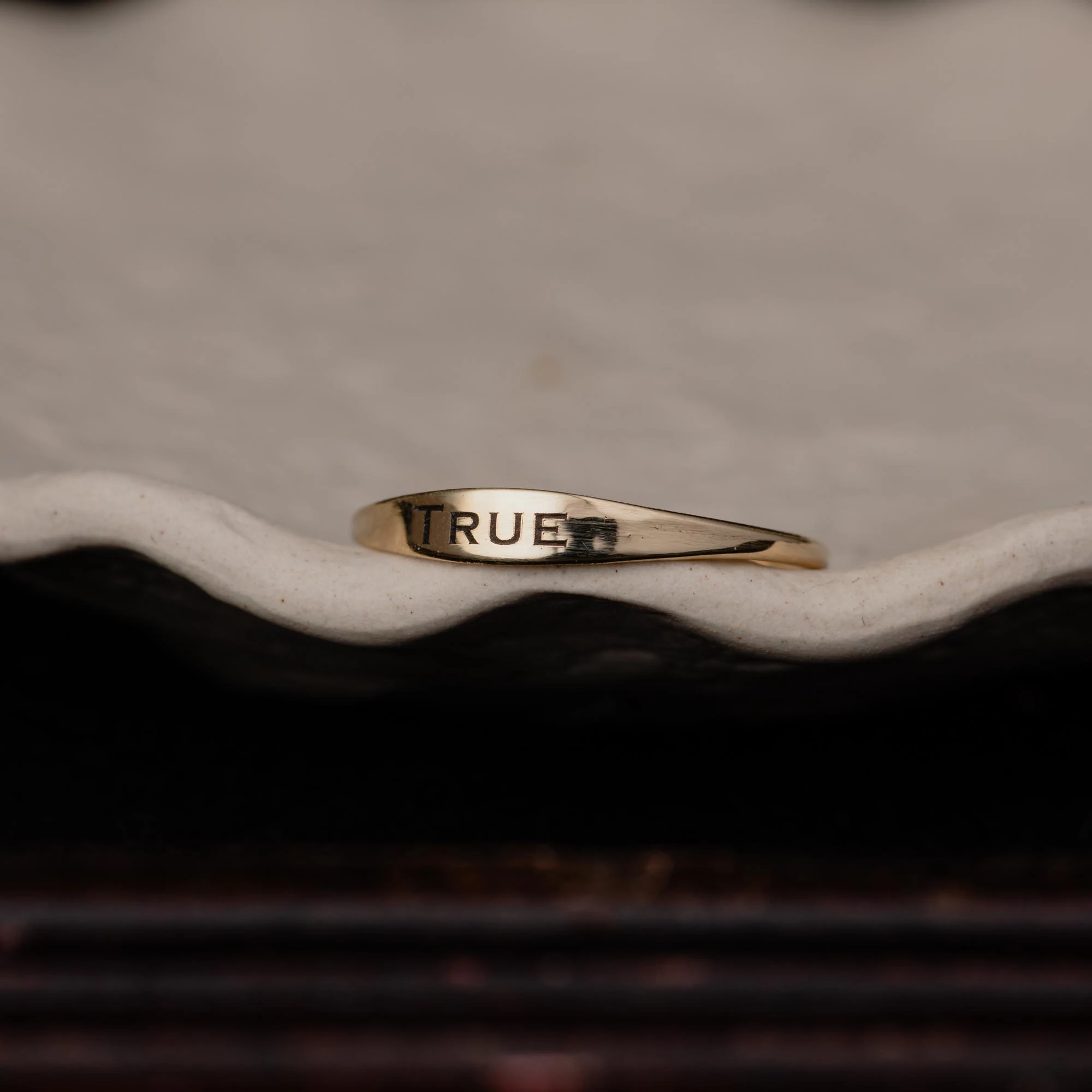 14K Gold Personalised Word Signet Ring - Image 8