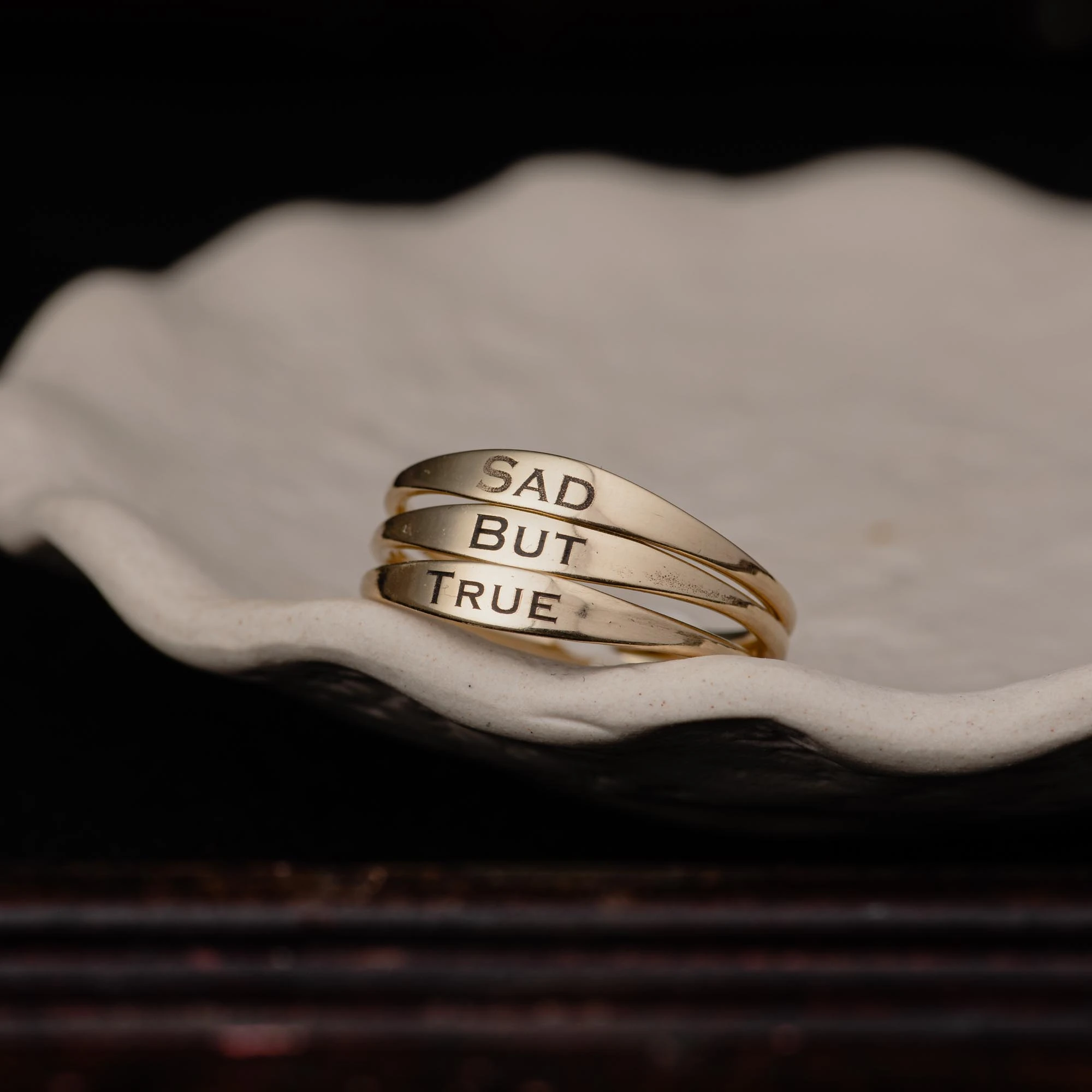 14K Gold Personalised Word Signet Ring - Image 3