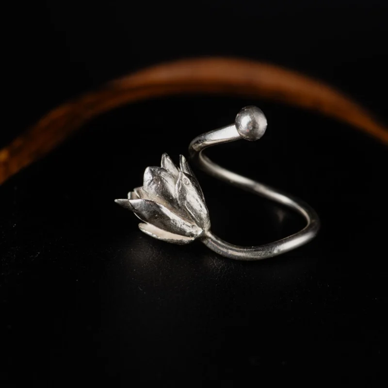 Sterling Silver Succulent Open Ring