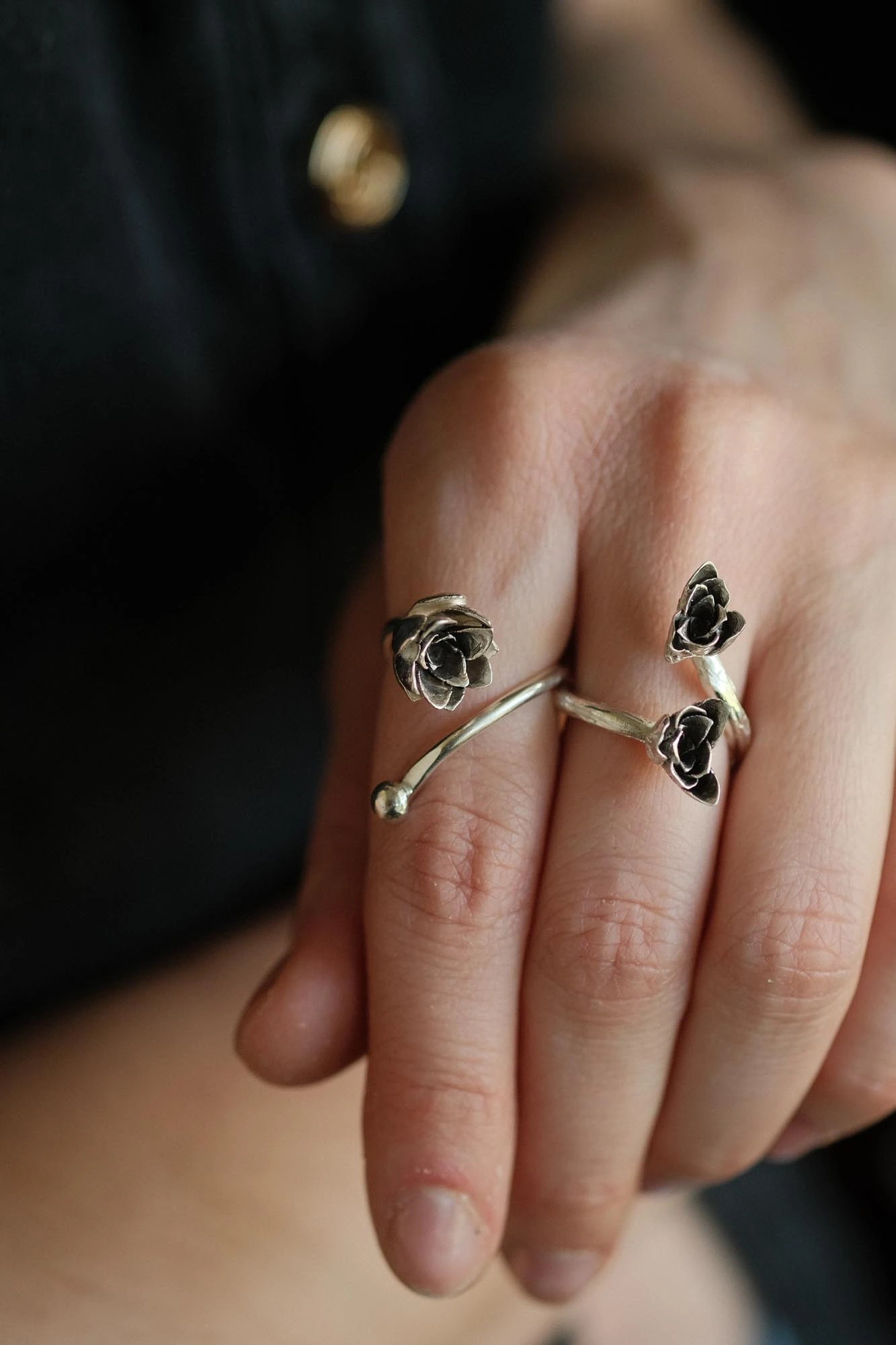 Sterling Silver Succulent Open Ring - Image 3