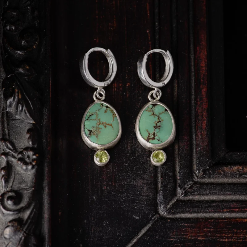 Natural Turquoise and Peridot Earrings
