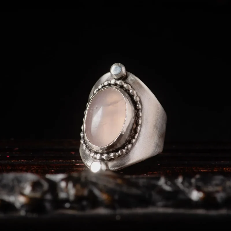 Rose Quartz Statement Sterling Silver Ring