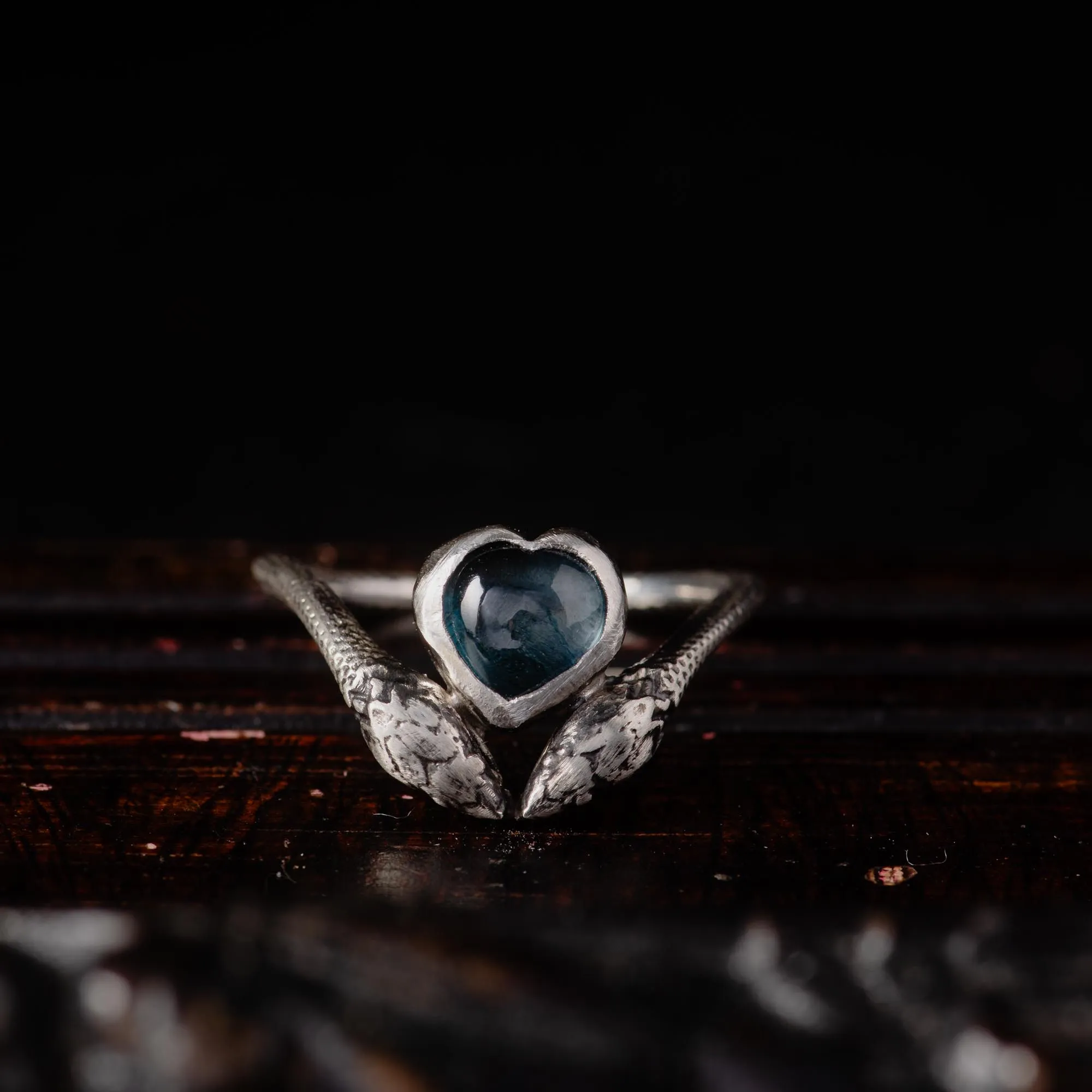 London Blue Topaz Snake Ring in Sterling Silver - Image 3