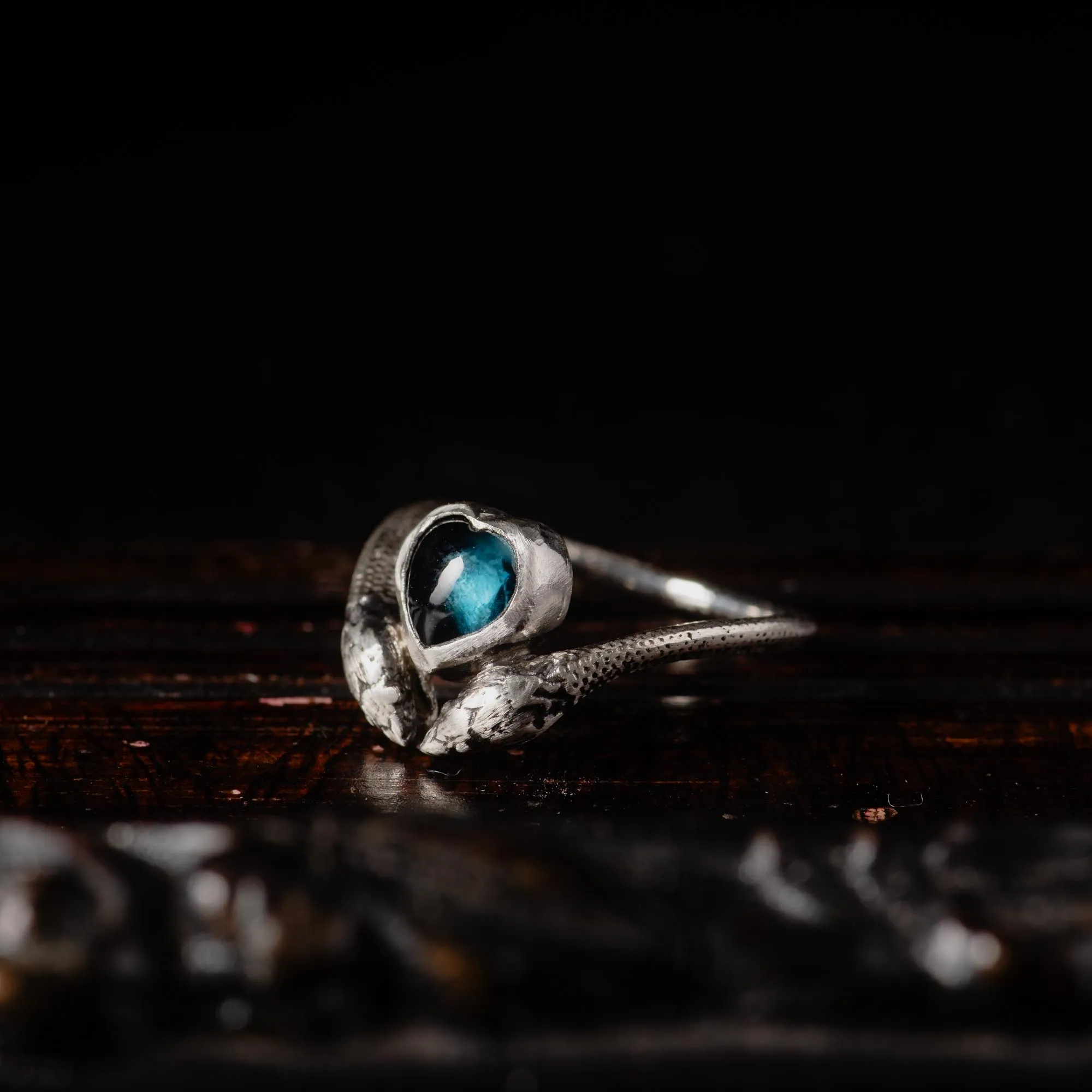 London Blue Topaz Snake Ring in Sterling Silver - Image 4