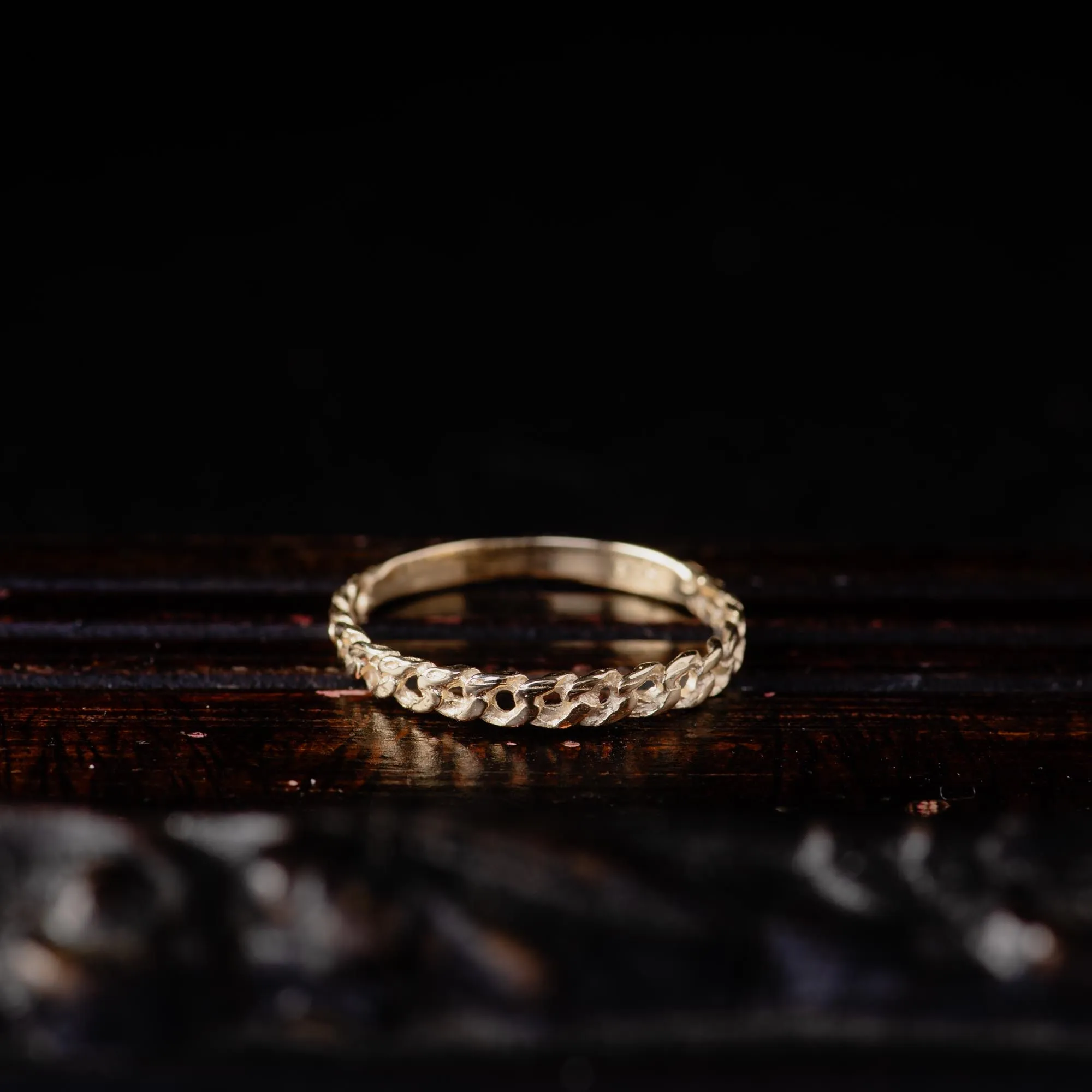 14K Gold Delicate Chain Stacking Ring - Image 3