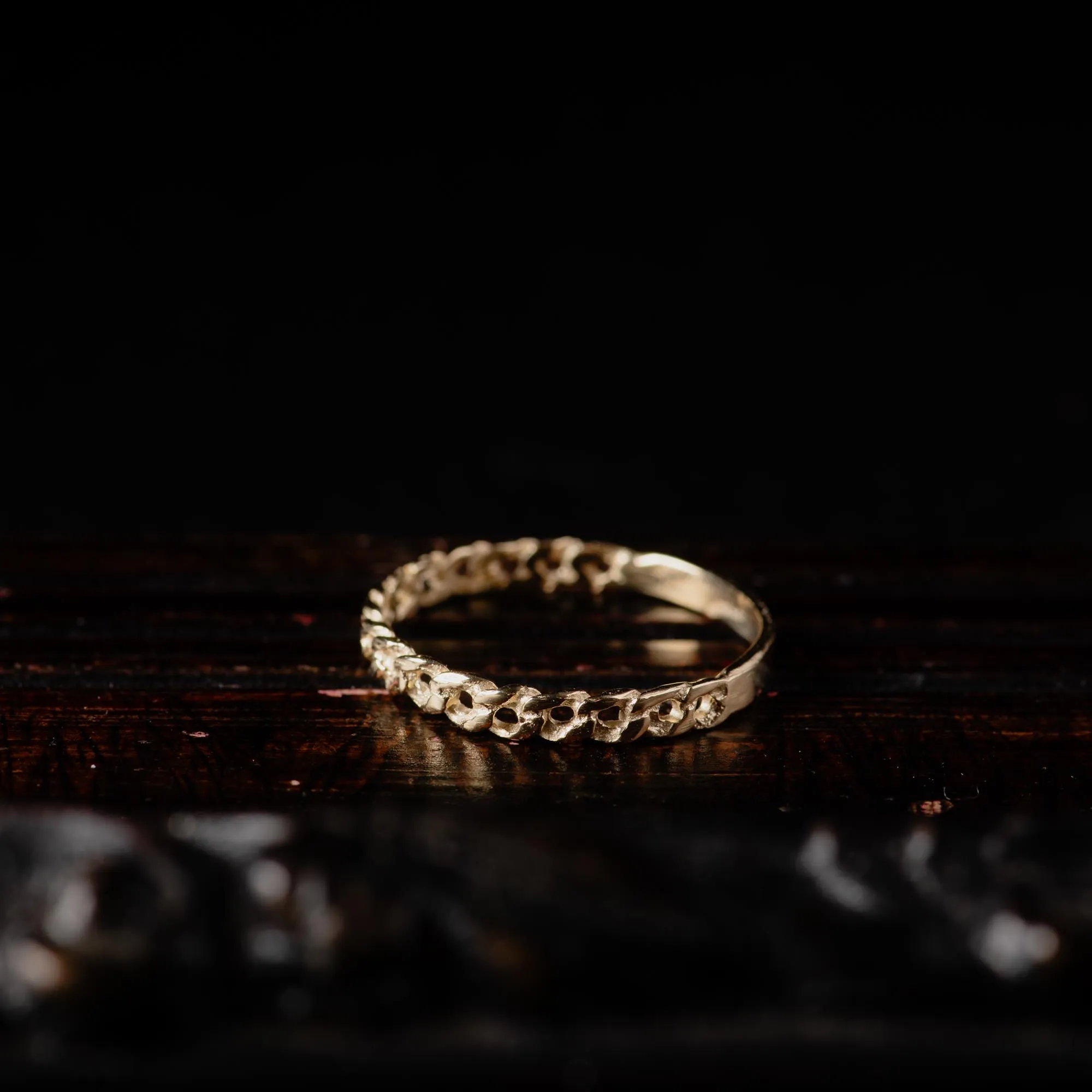 14K Gold Delicate Chain Stacking Ring - Image 4
