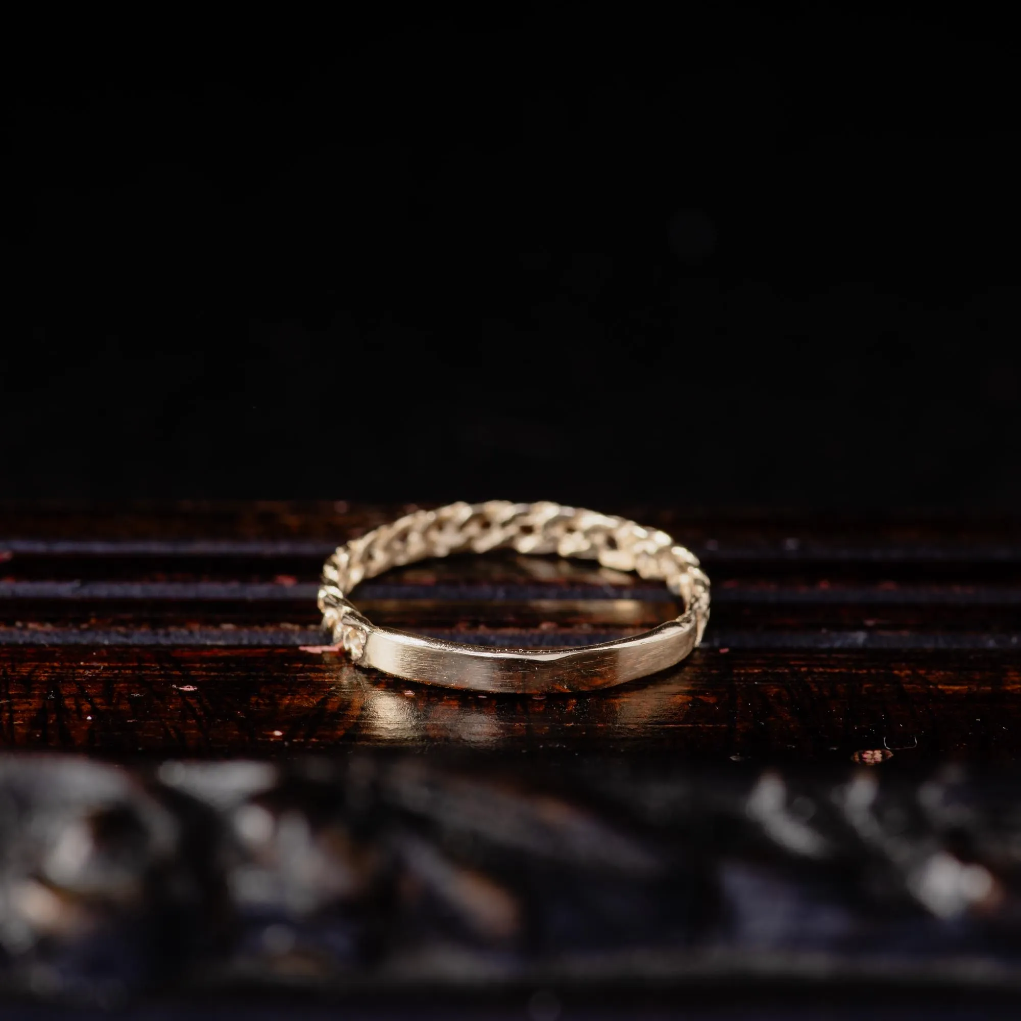 14K Gold Delicate Chain Stacking Ring - Image 6