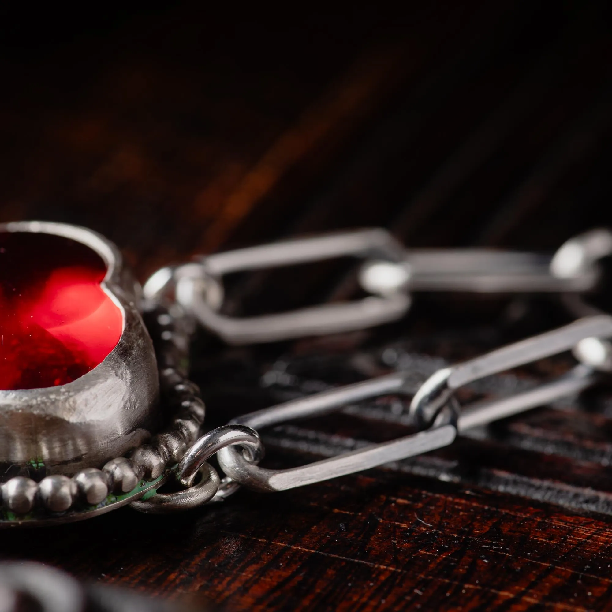 Red Amber Heart Necklace - Image 4