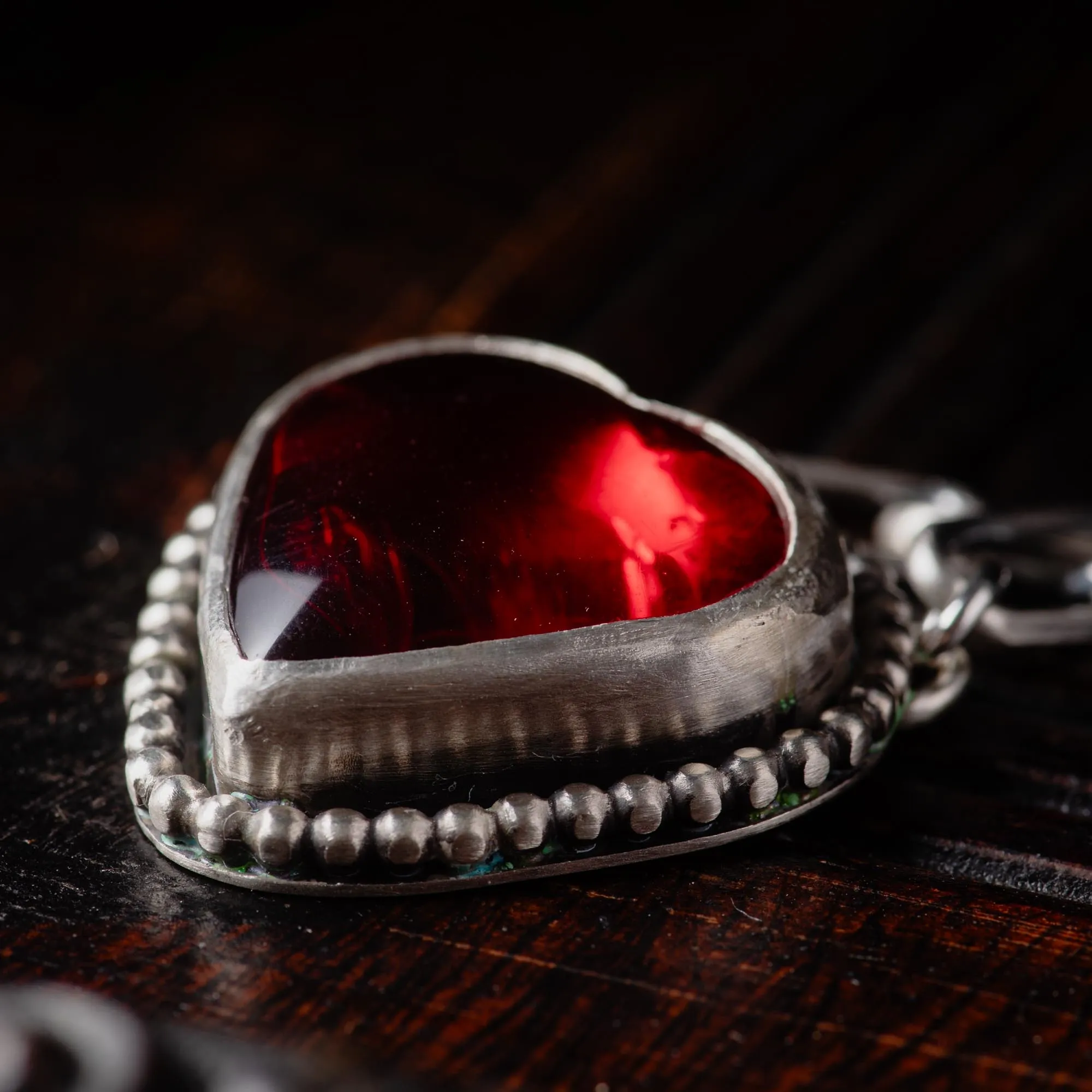Red Amber Heart Necklace - Image 5