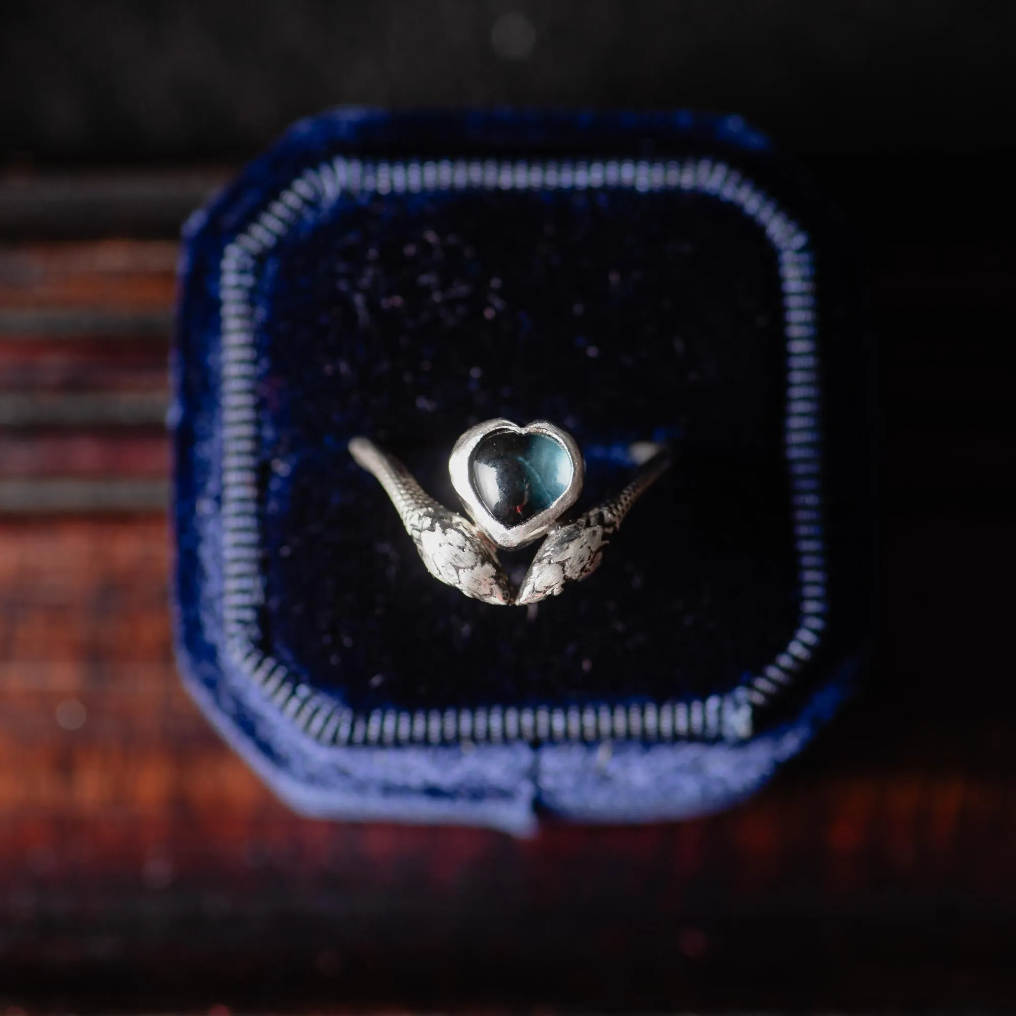 London Blue Topaz Snake Ring in Sterling Silver