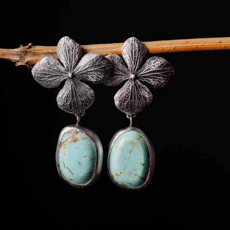 Turquoise Statement Sterling Silver Earrings