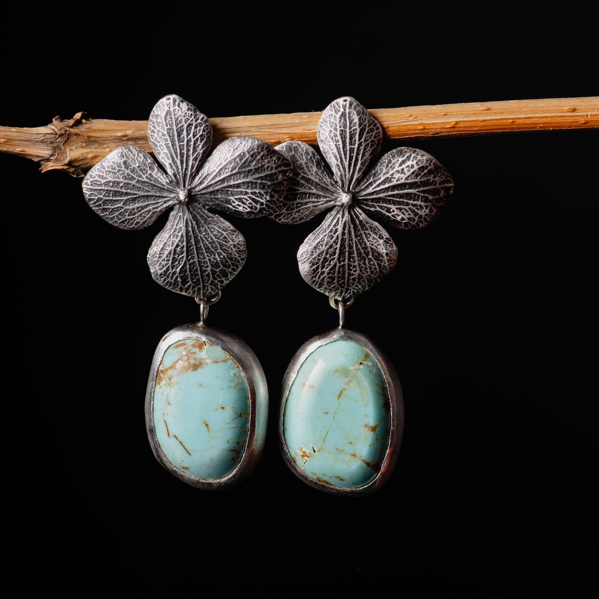 Turquoise Statement Sterling Silver Earrings
