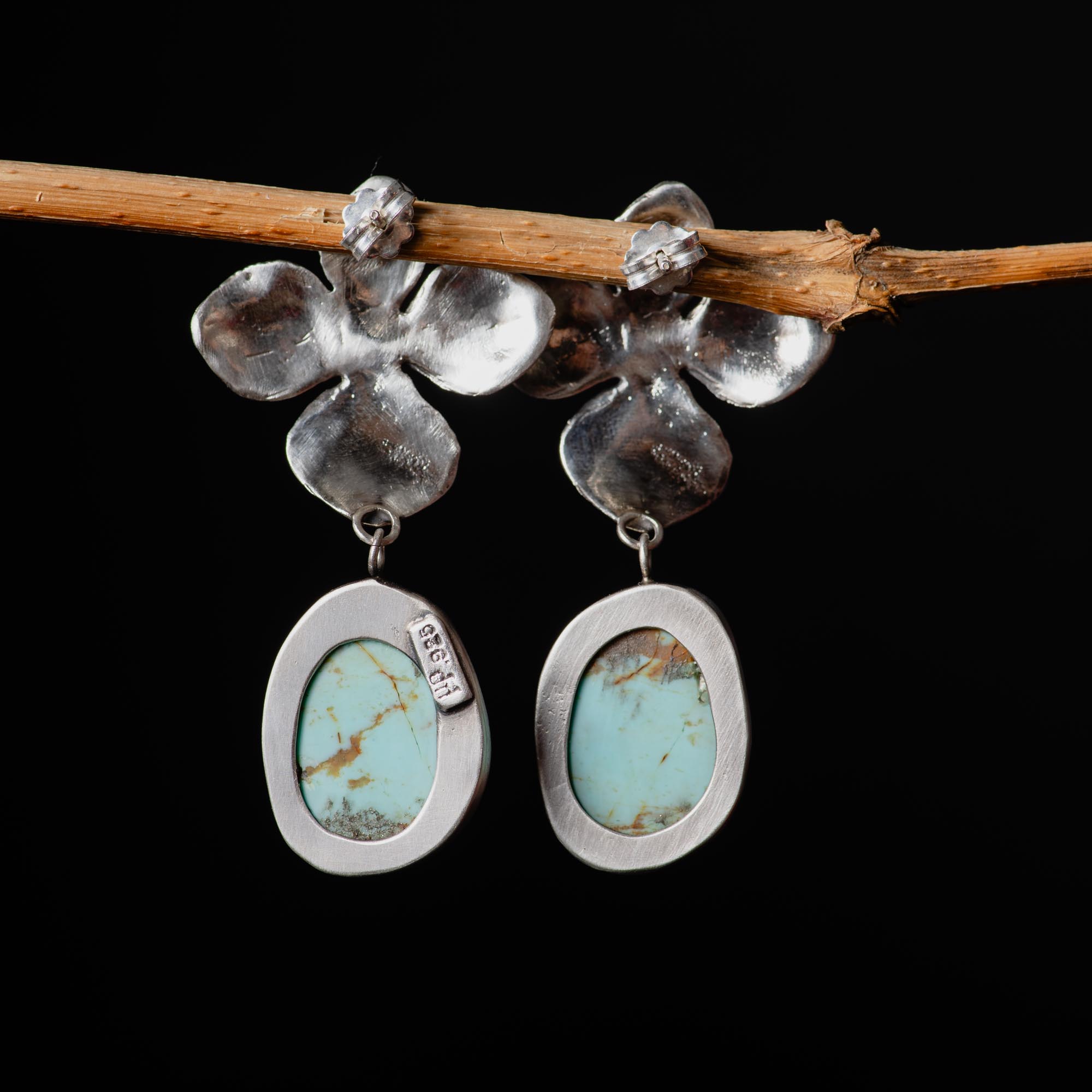 Turquoise Statement Sterling Silver Earrings - Image 4