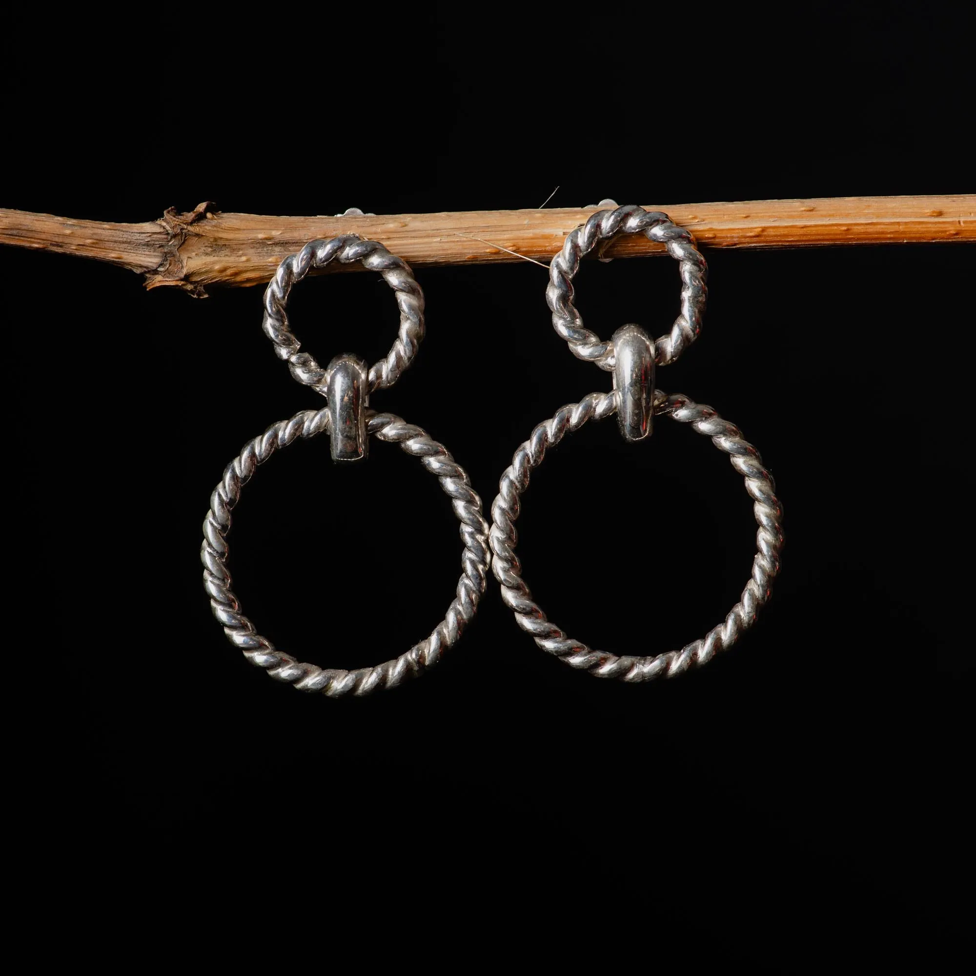 An image showing double hoops in sterling silver rope wire