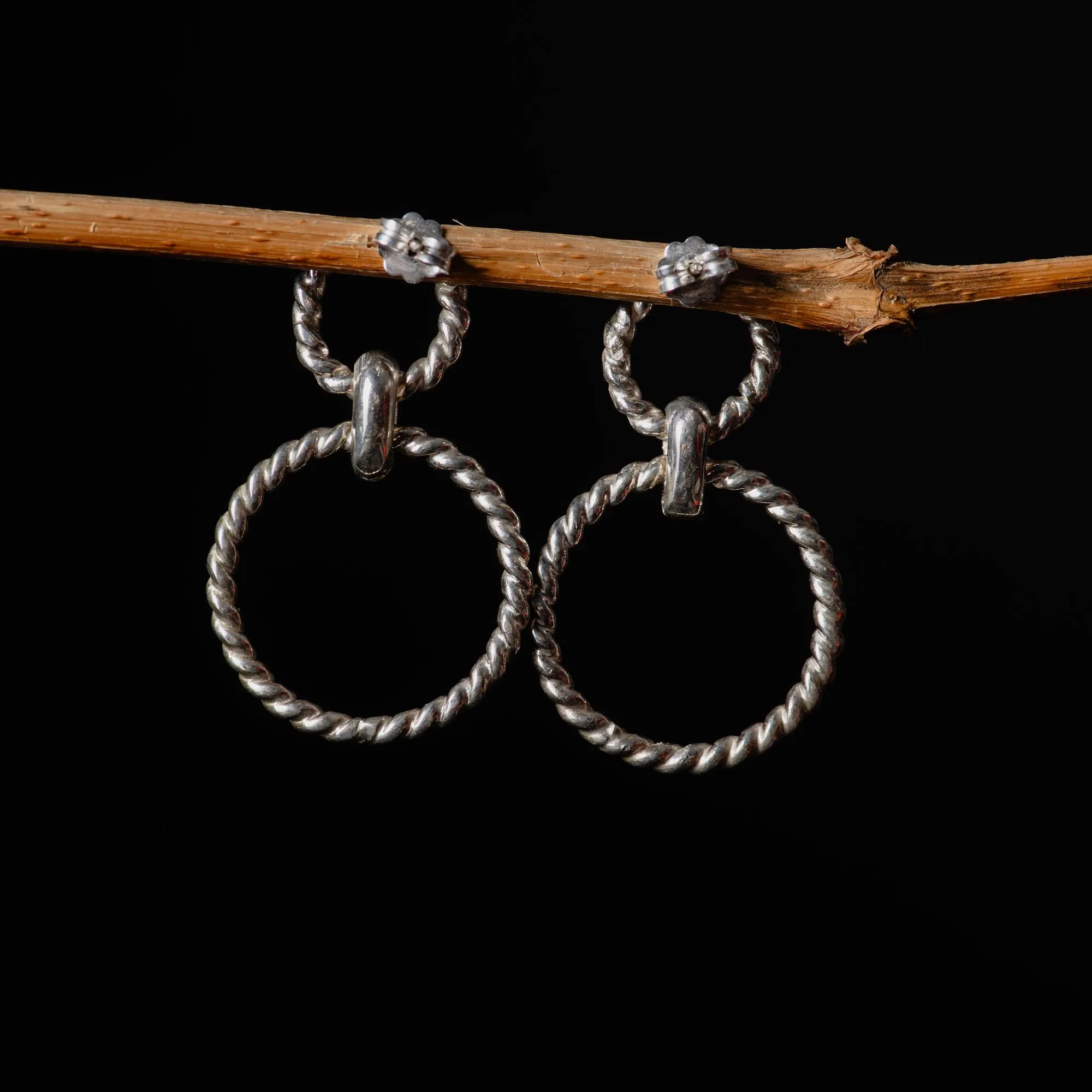 Double Hoop Sterling Silver Earrings - Image 2