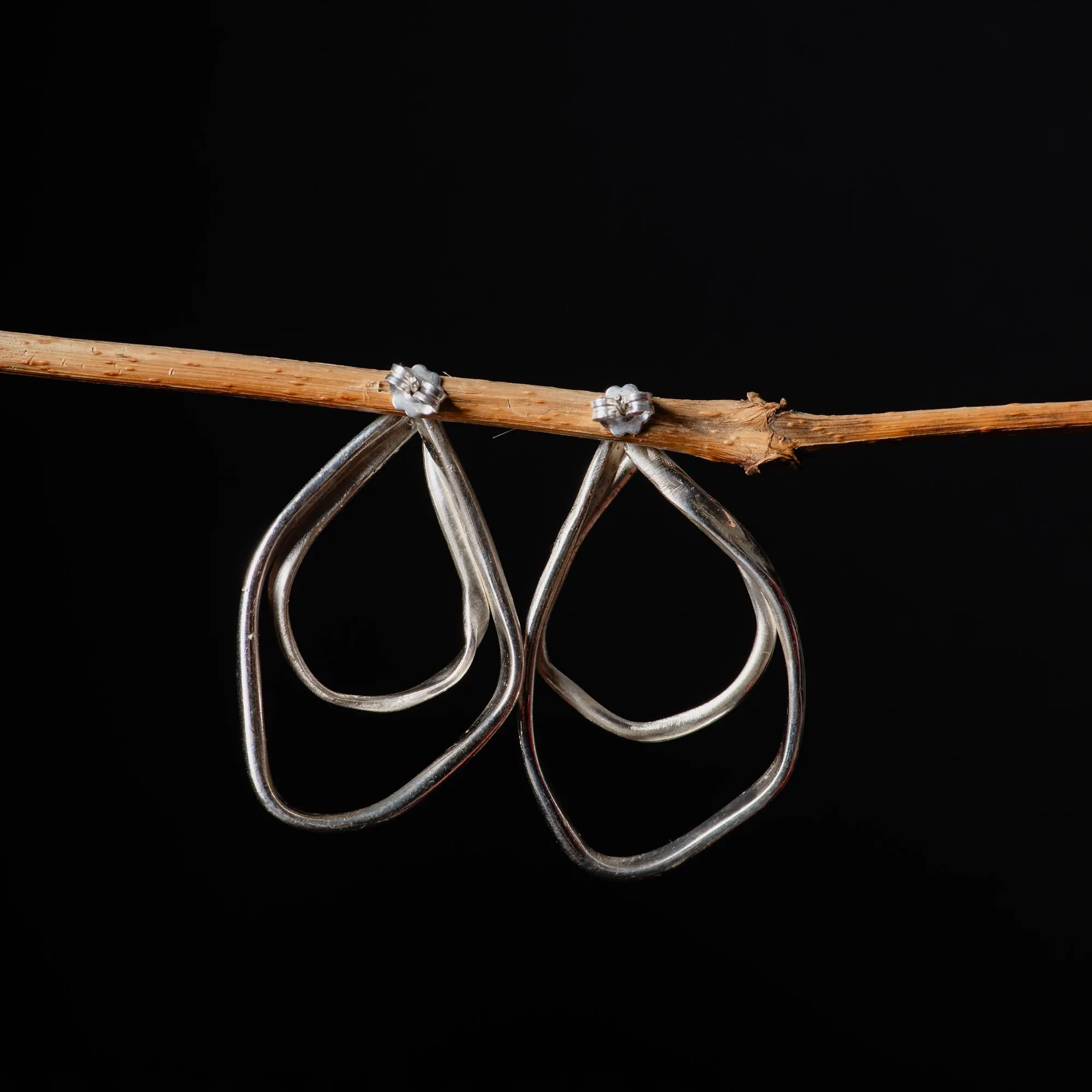 Abstract Sterling Silver Statement Earrings - Image 3