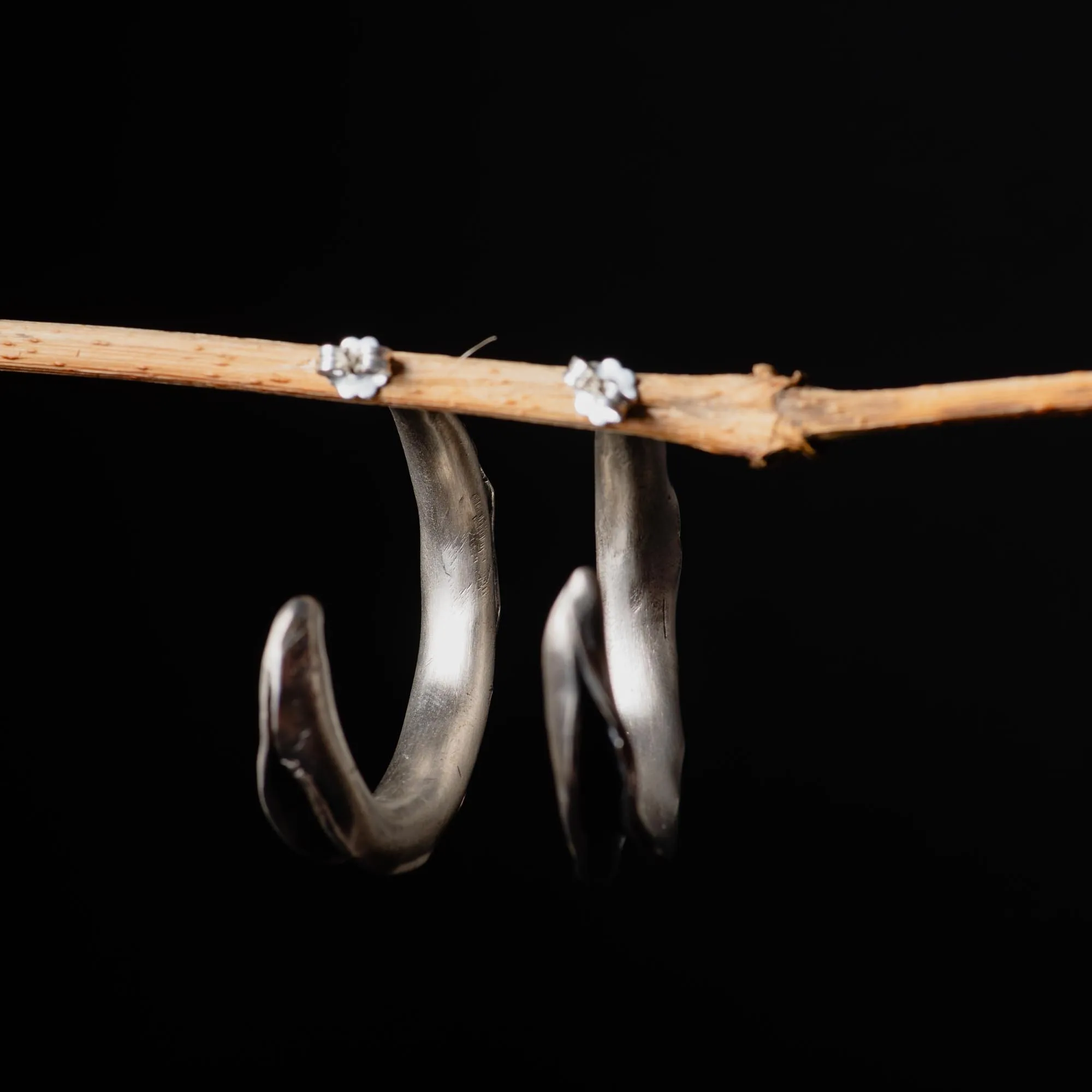Folded Sterling Silver Hoop Earrings - Image 5