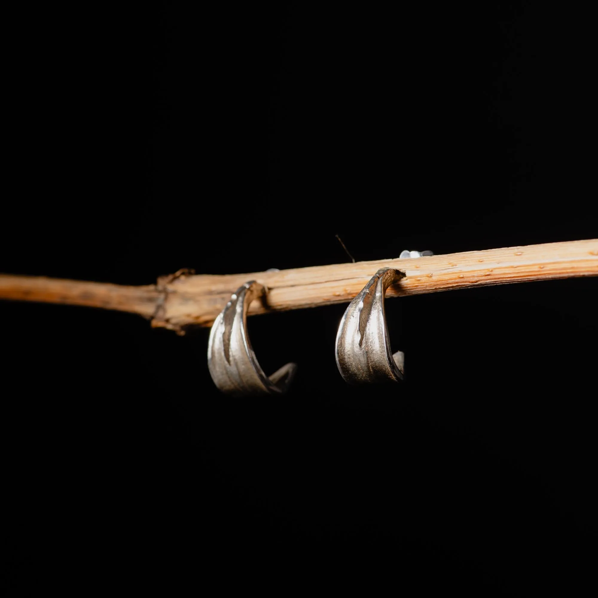 Leaf Inspired Sterling Silver Huggie Earrings - Image 2
