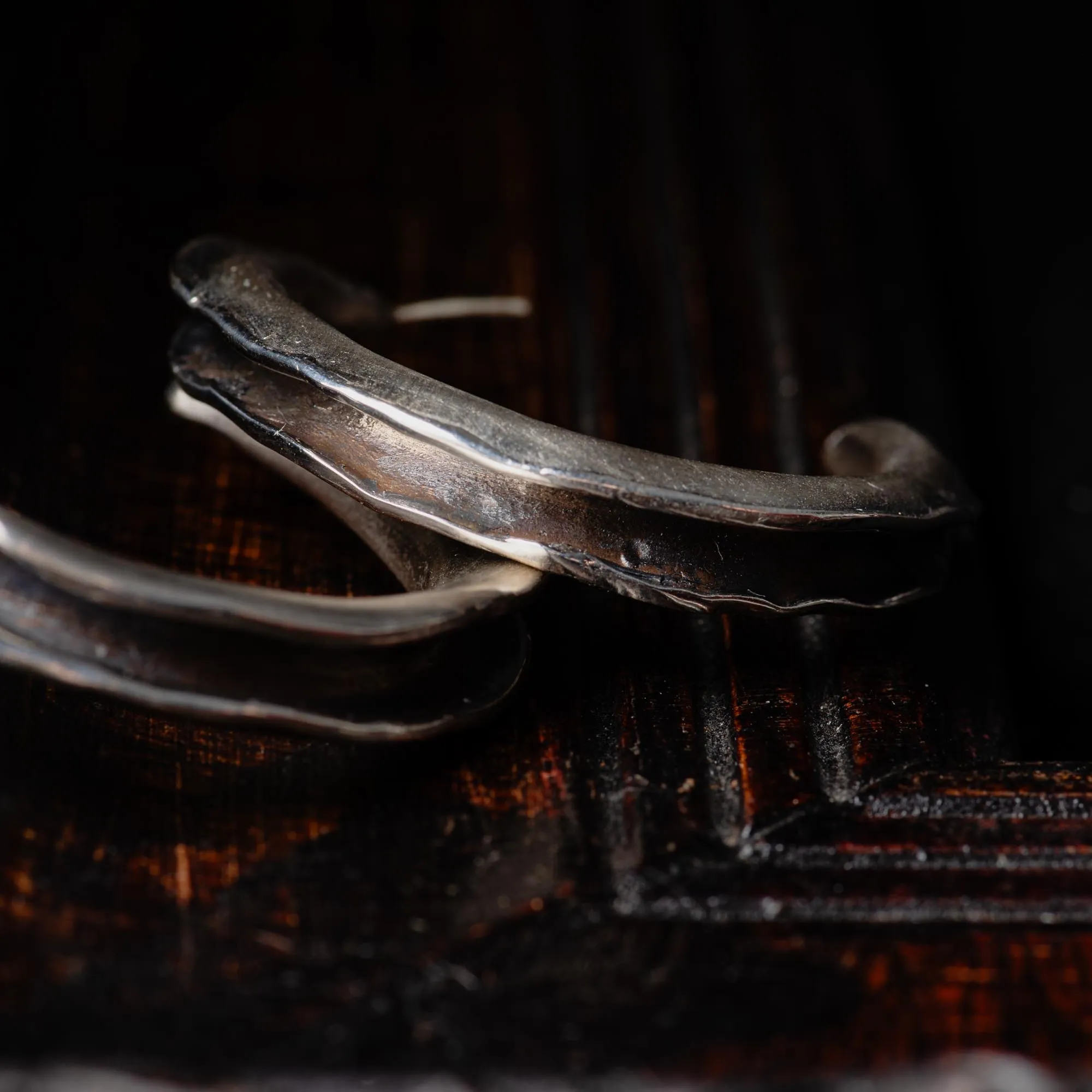 Folded Sterling Silver Hoop Earrings - Image 4