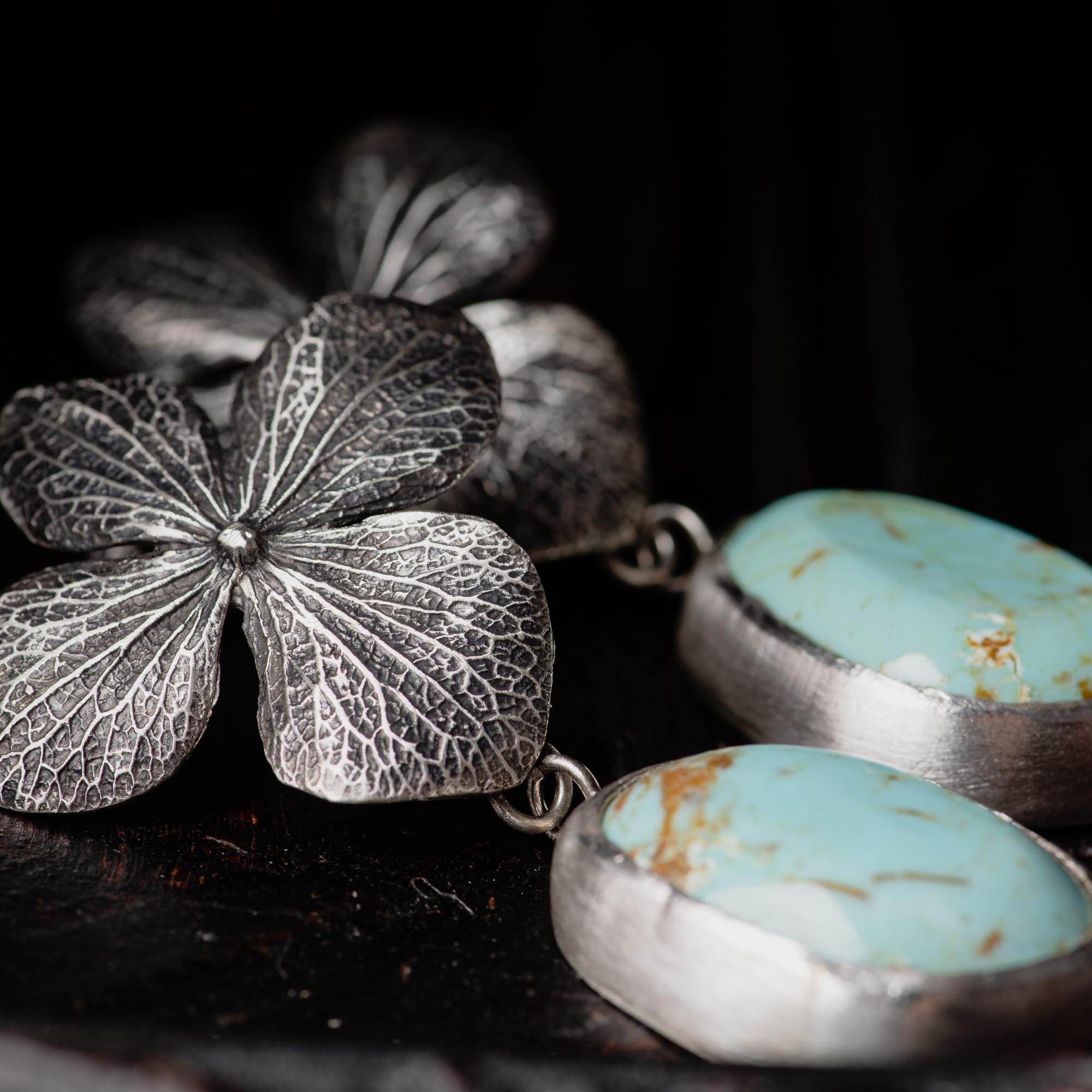 Turquoise Statement Sterling Silver Earrings - Image 2