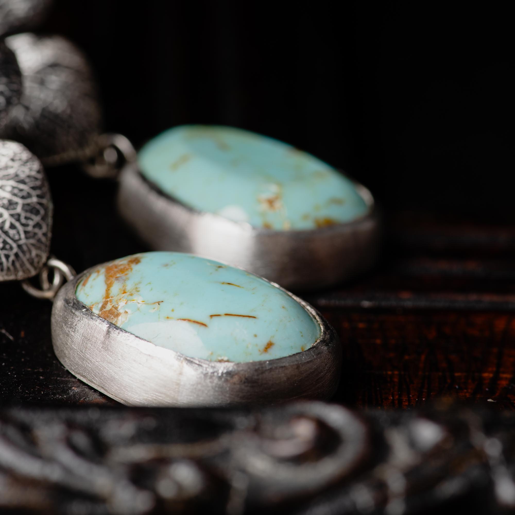 Turquoise Statement Sterling Silver Earrings - Image 3